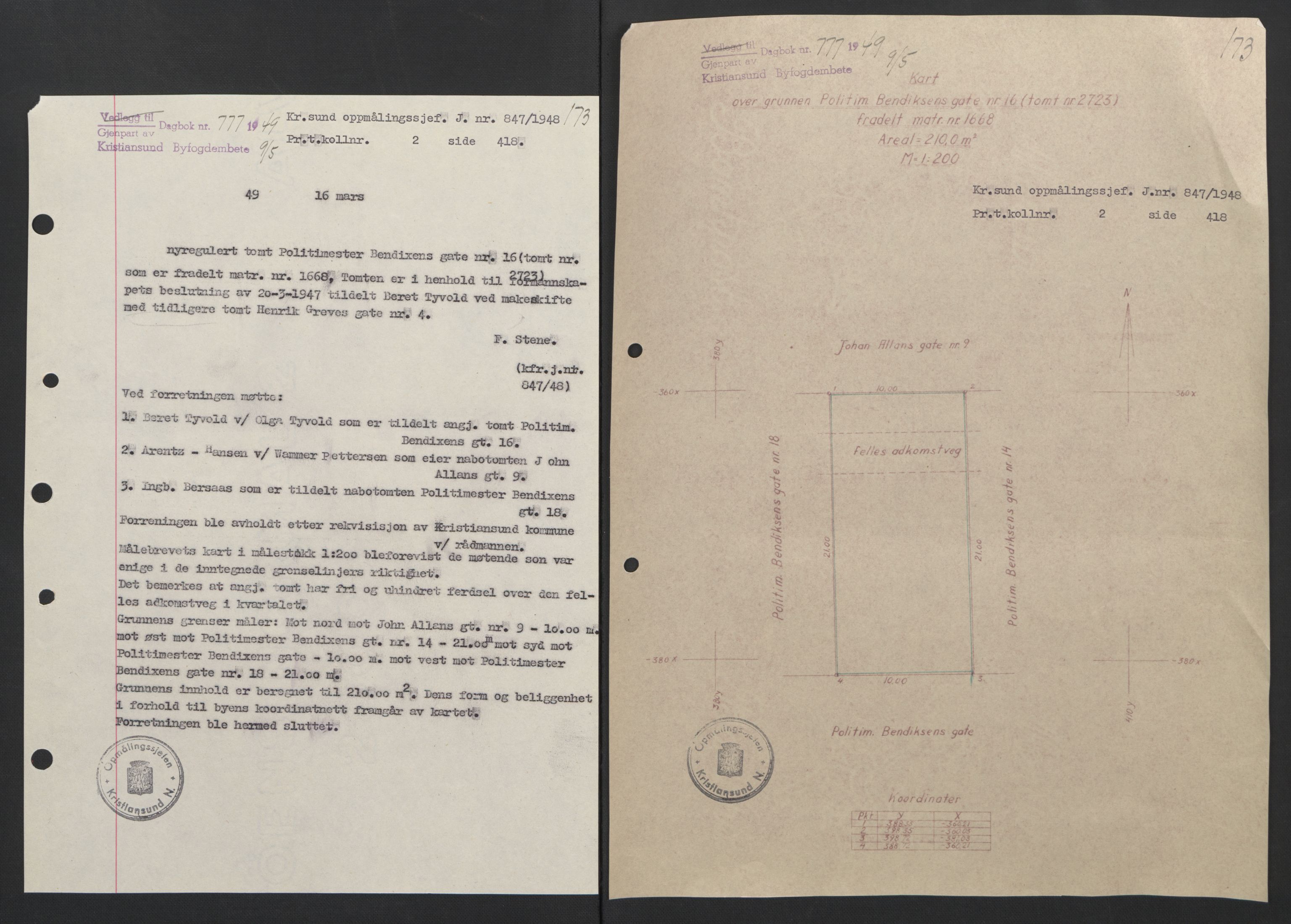 Kristiansund byfogd, AV/SAT-A-4587/A/27: Pantebok nr. 42, 1947-1950, Dagboknr: 777/1949