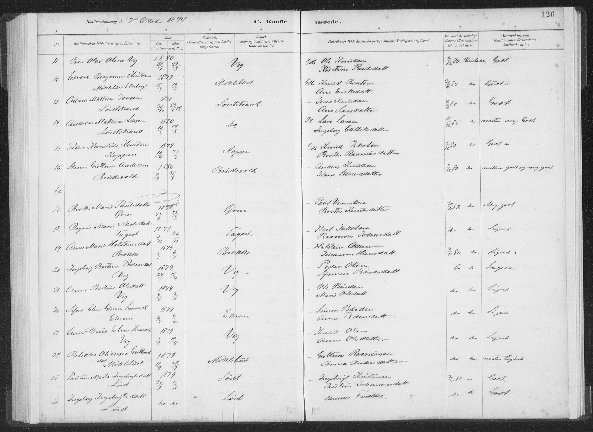 Ministerialprotokoller, klokkerbøker og fødselsregistre - Møre og Romsdal, SAT/A-1454/502/L0025: Ministerialbok nr. 502A03, 1885-1909, s. 126