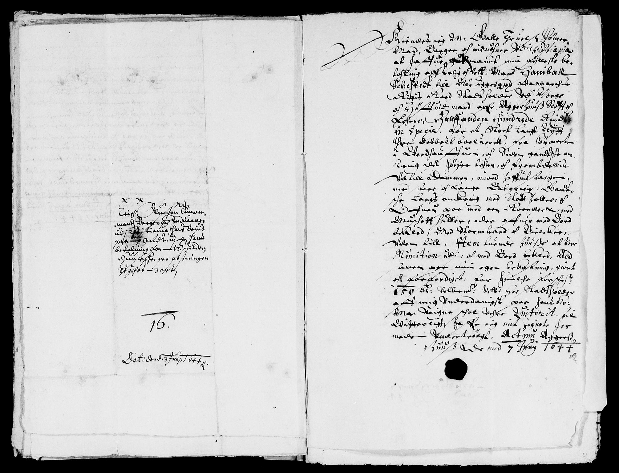 Rentekammeret inntil 1814, Reviderte regnskaper, Lensregnskaper, AV/RA-EA-5023/R/Rb/Rba/L0182: Akershus len, 1643-1645
