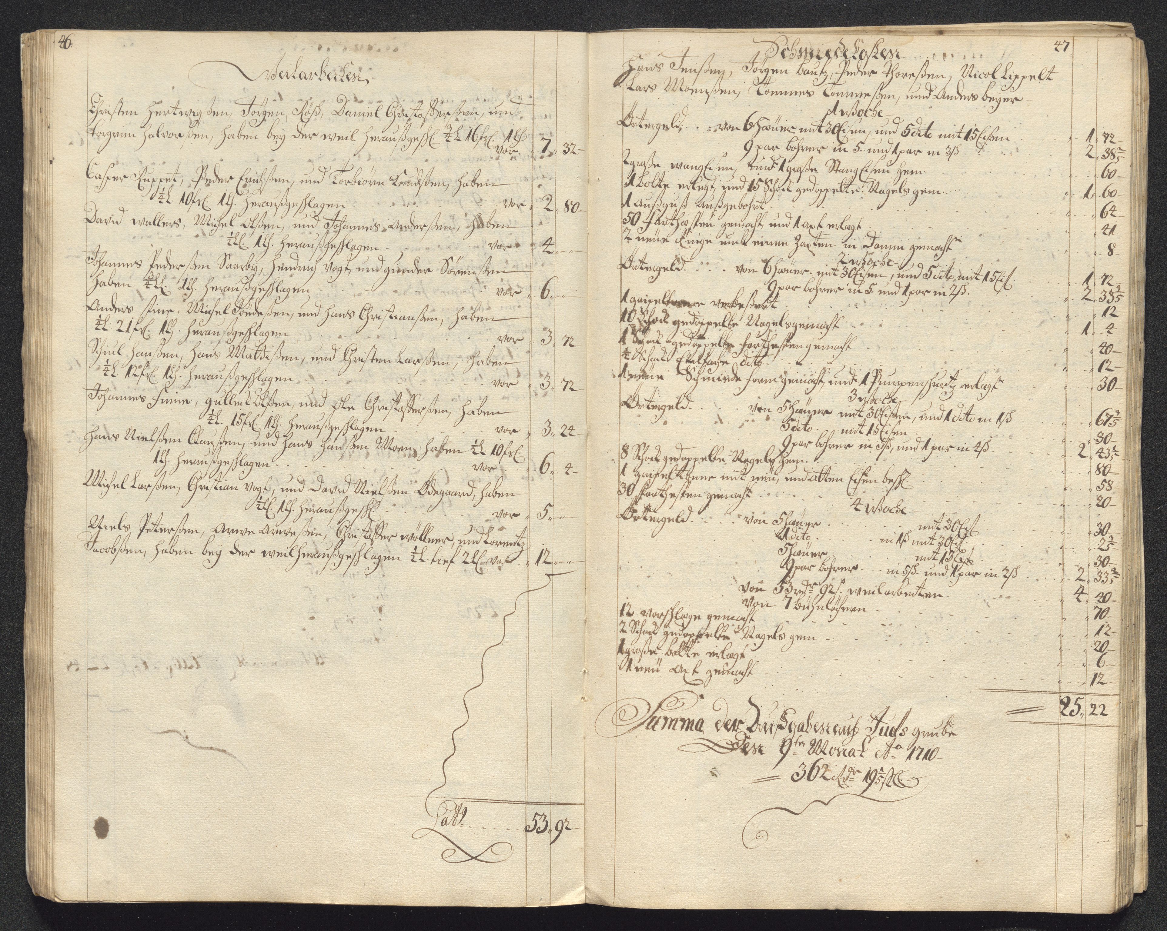 Kongsberg Sølvverk 1623-1816, AV/SAKO-EA-3135/001/D/Dc/Dcd/L0099: Utgiftsregnskap for gruver m.m., 1710, s. 401