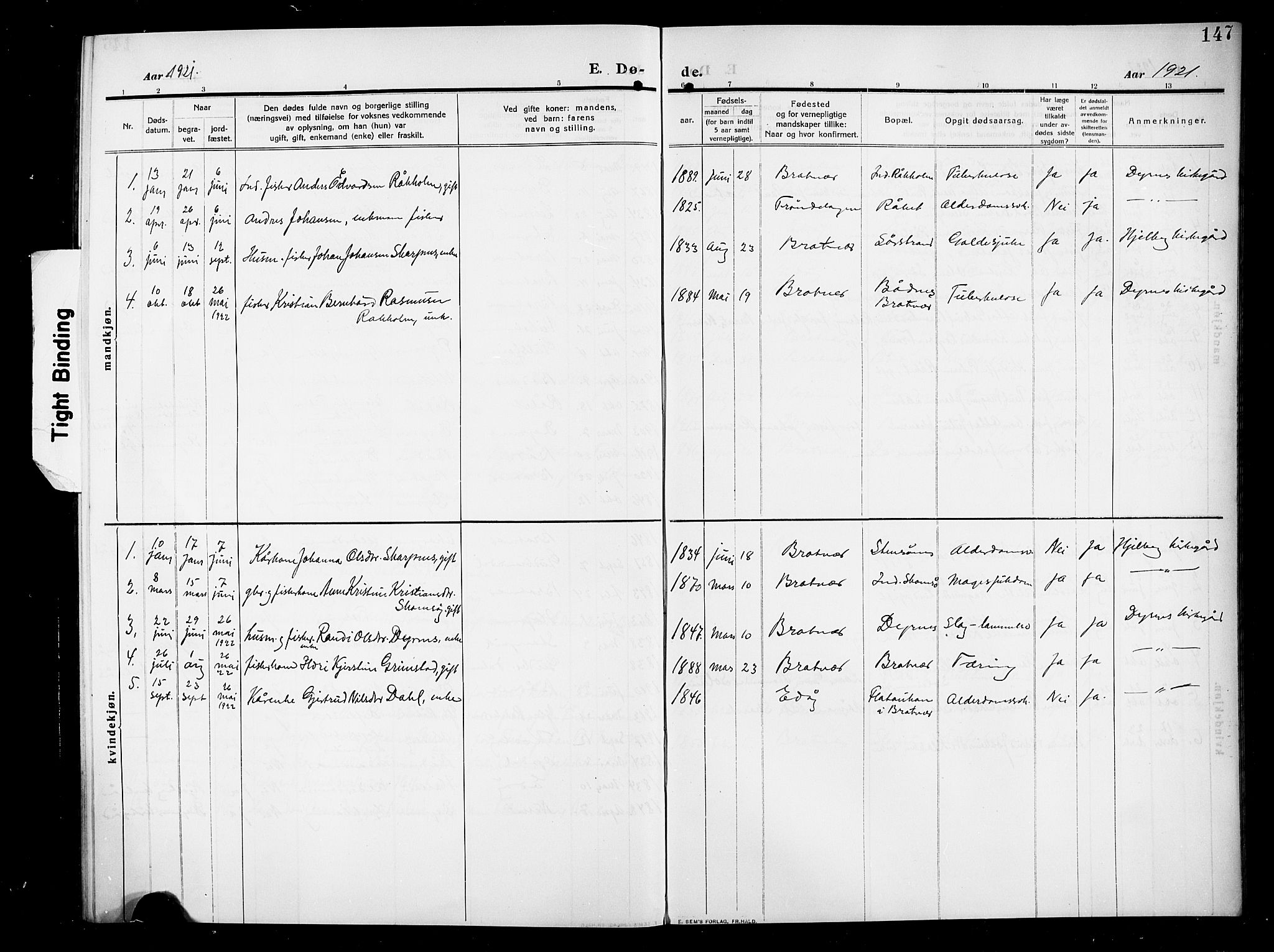 Ministerialprotokoller, klokkerbøker og fødselsregistre - Møre og Romsdal, AV/SAT-A-1454/582/L0949: Klokkerbok nr. 582C01, 1909-1925, s. 147