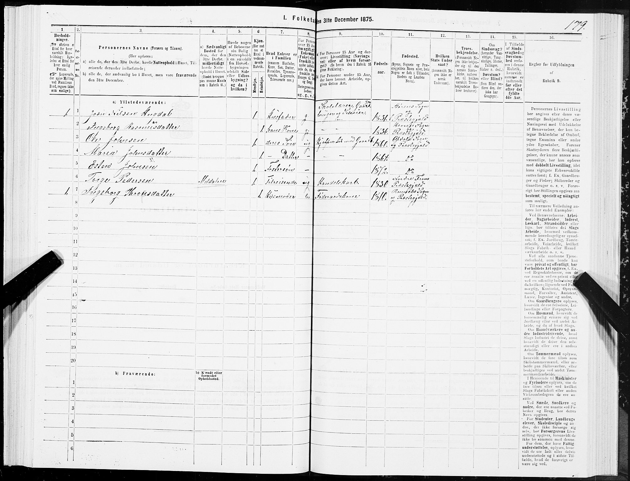 SAT, Folketelling 1875 for 1634P Oppdal prestegjeld, 1875, s. 7179
