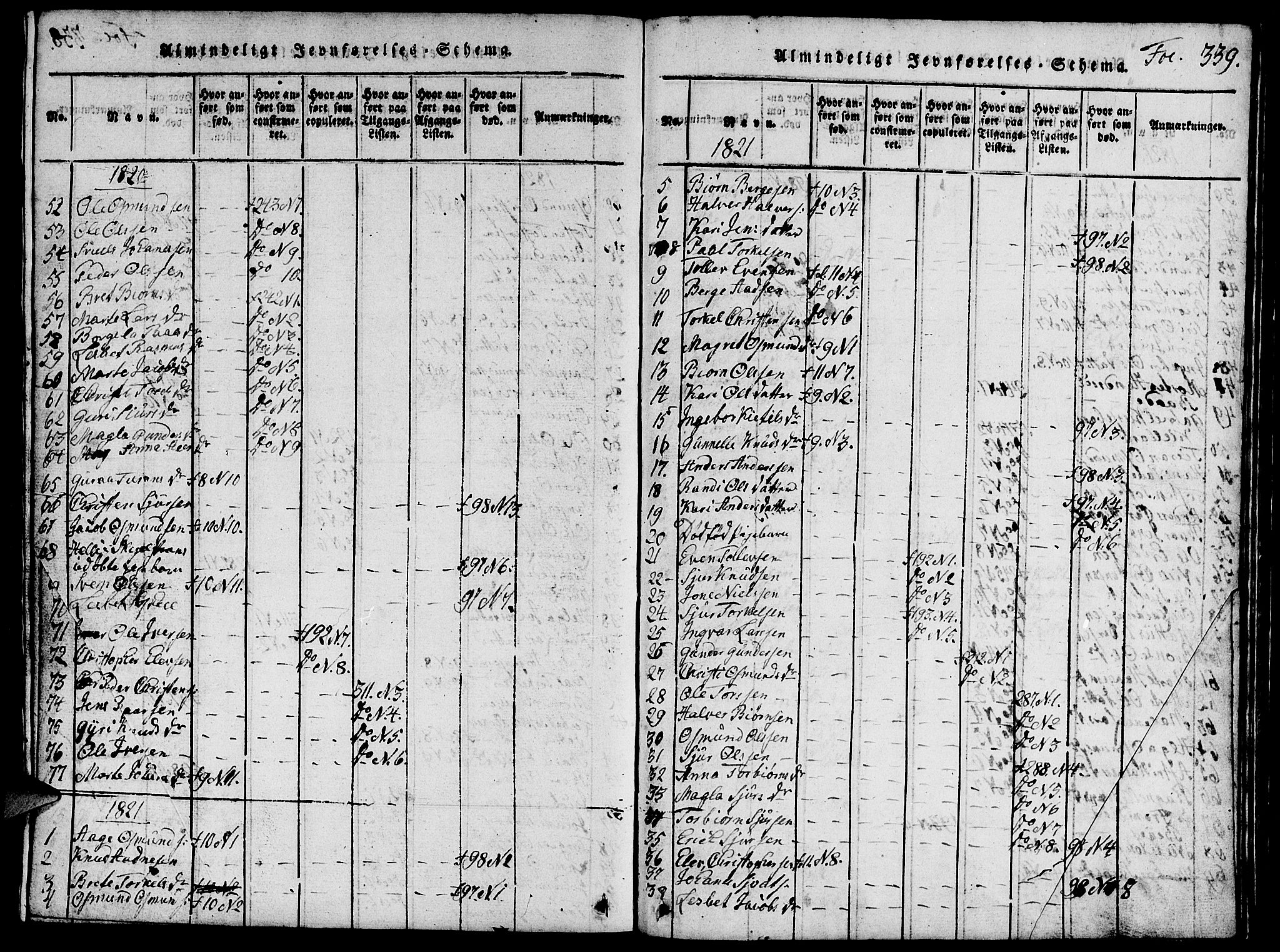 Vikedal sokneprestkontor, AV/SAST-A-101840/01/V: Klokkerbok nr. B 1, 1816-1853, s. 339