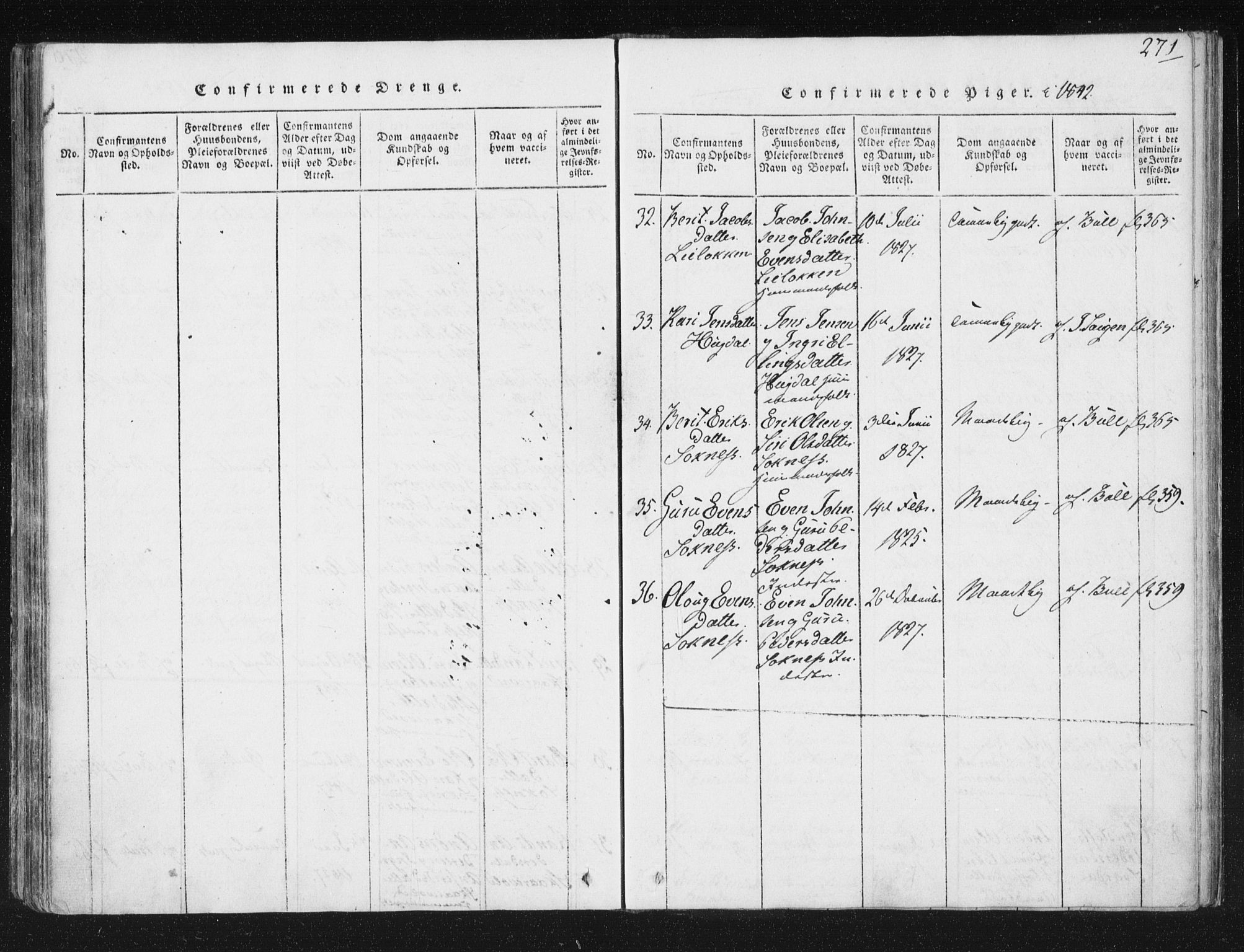 Ministerialprotokoller, klokkerbøker og fødselsregistre - Sør-Trøndelag, AV/SAT-A-1456/687/L0996: Ministerialbok nr. 687A04, 1816-1842, s. 271