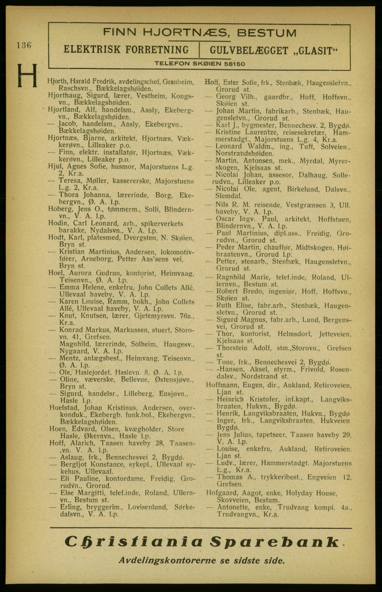 Aker adressebok/adressekalender, PUBL/001/A/002: Akers adressekalender, 1922, s. 136