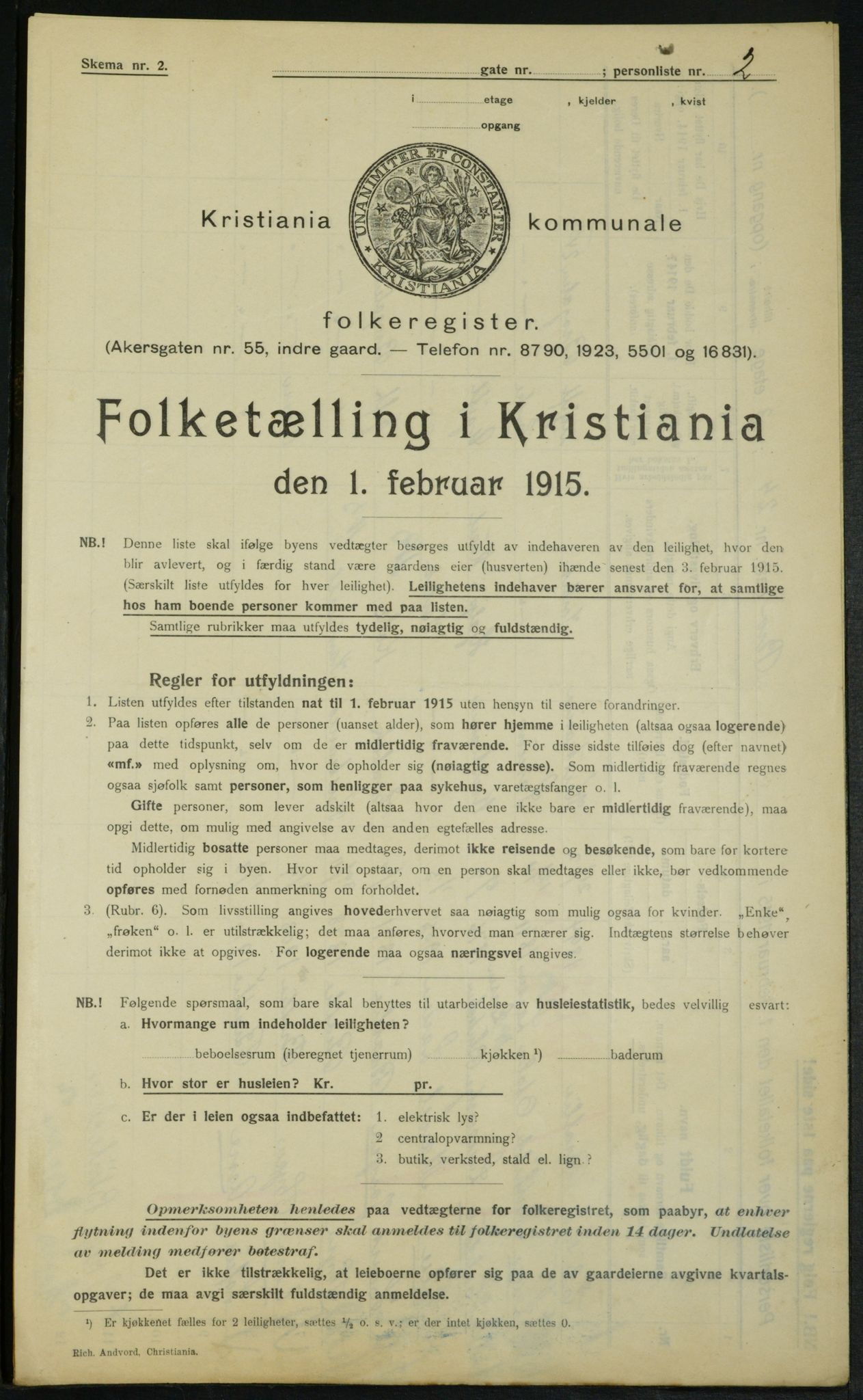 OBA, Kommunal folketelling 1.2.1915 for Kristiania, 1915, s. 9901