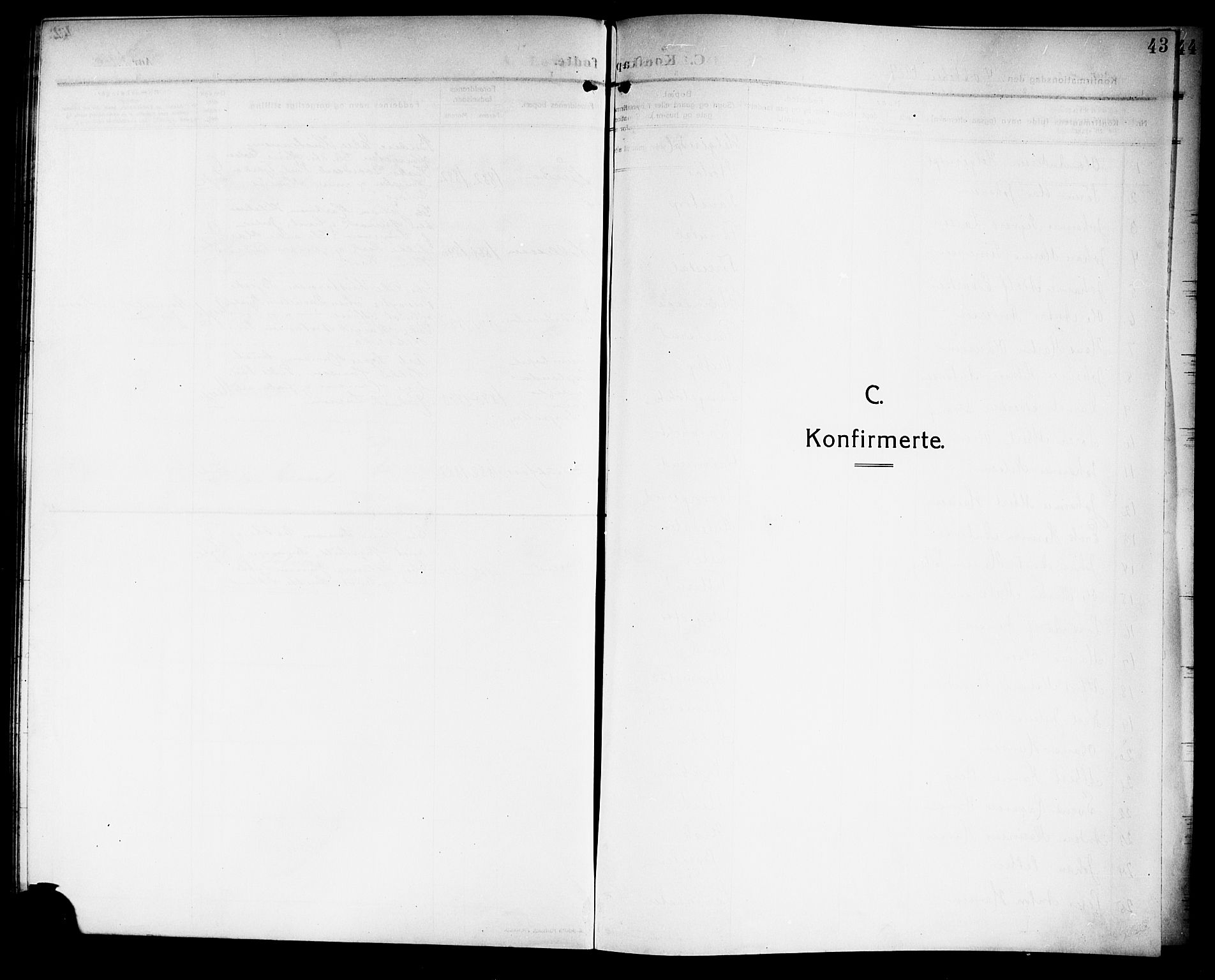 Rakkestad prestekontor Kirkebøker, AV/SAO-A-2008/G/Gb/L0002: Klokkerbok nr. II 2, 1909-1920, s. 43