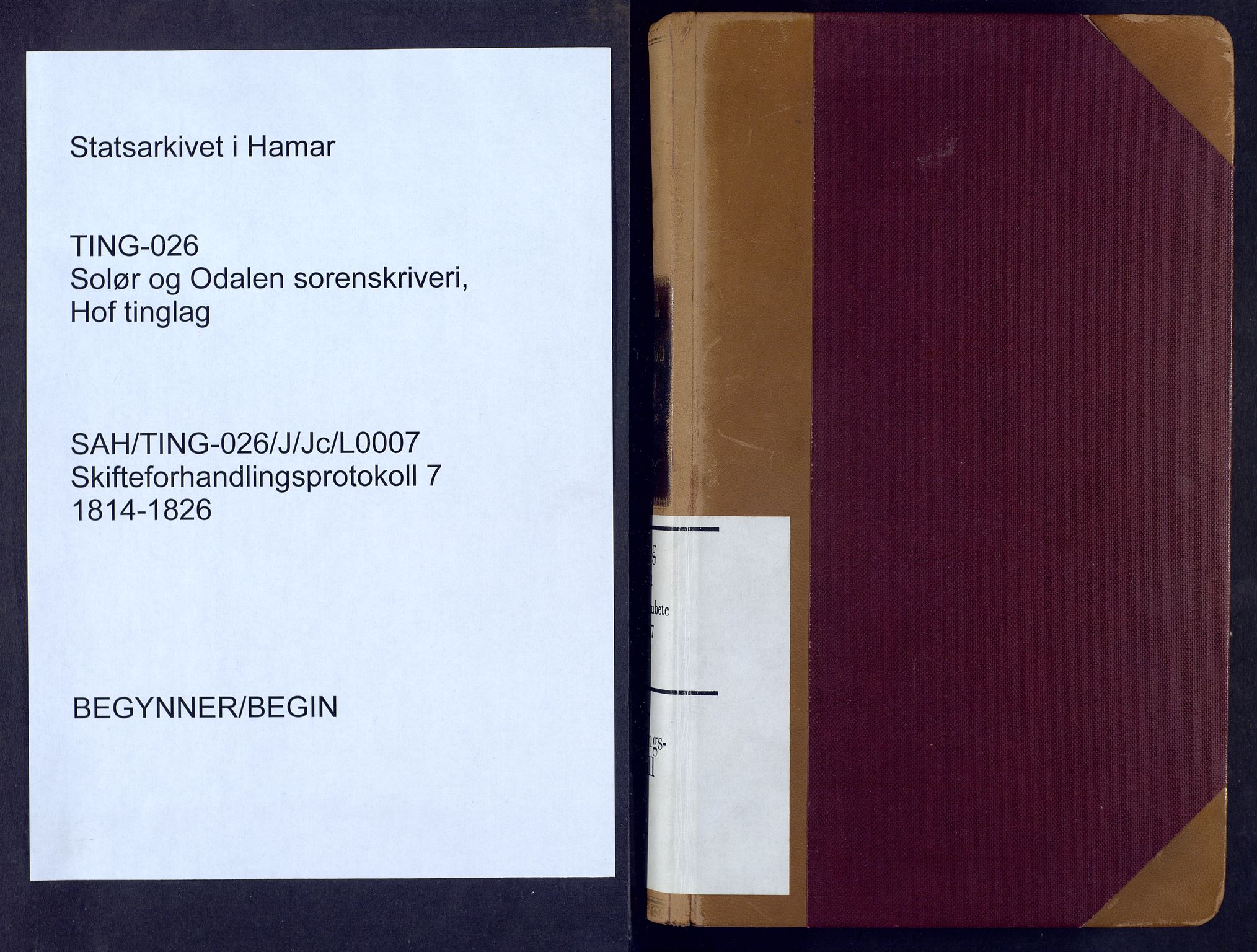 Solør og Odalen sorenskriveri, SAH/TING-026/J/Jc/L0007: Skifteforhandlingsprotokoll - Hof, 1814-1826