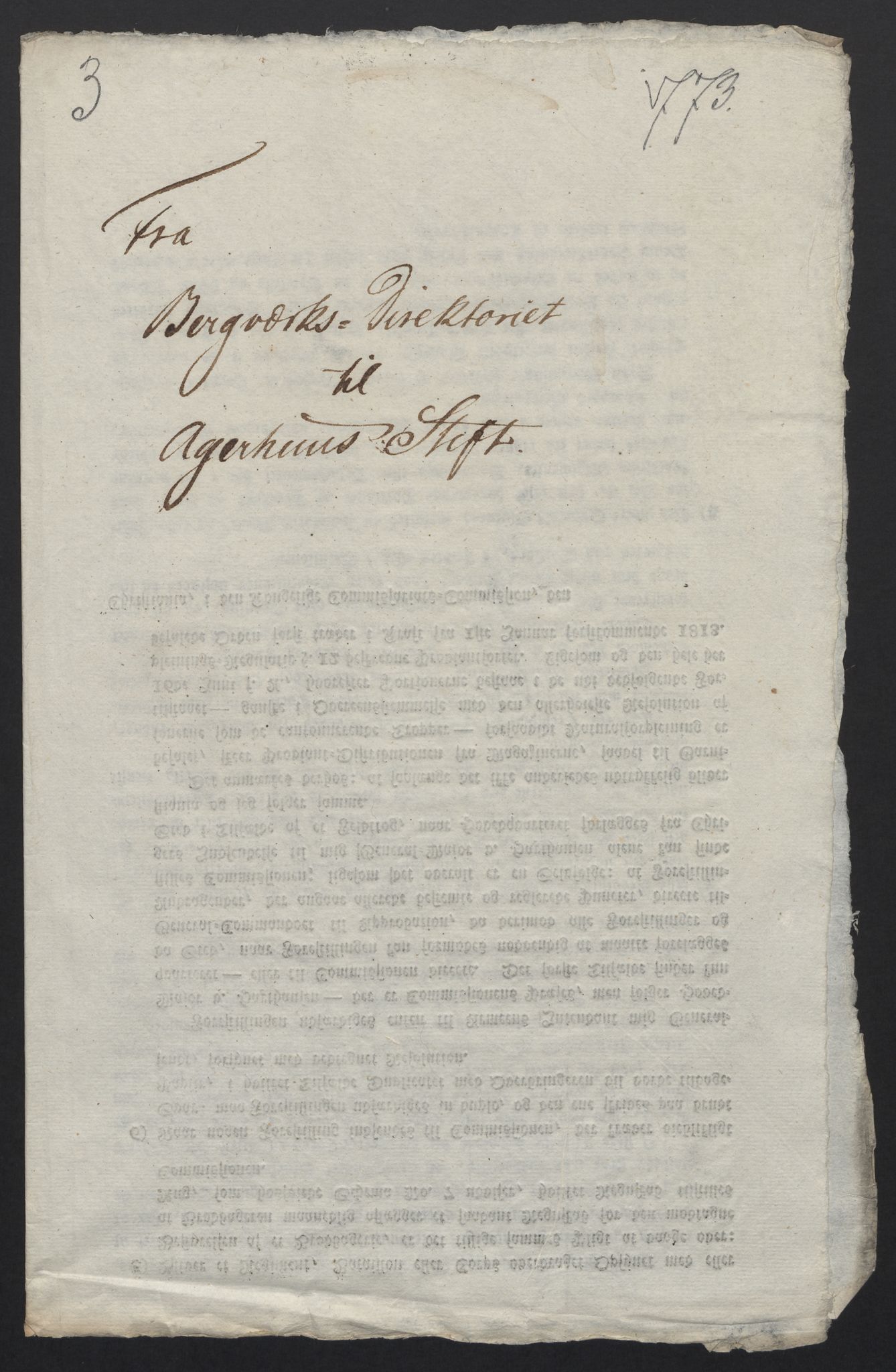 Kristiania stiftamt, SAO/A-10386/E/Ea/Eai/L0001: Bergverksdirektoriet, 1773-1785, s. 2