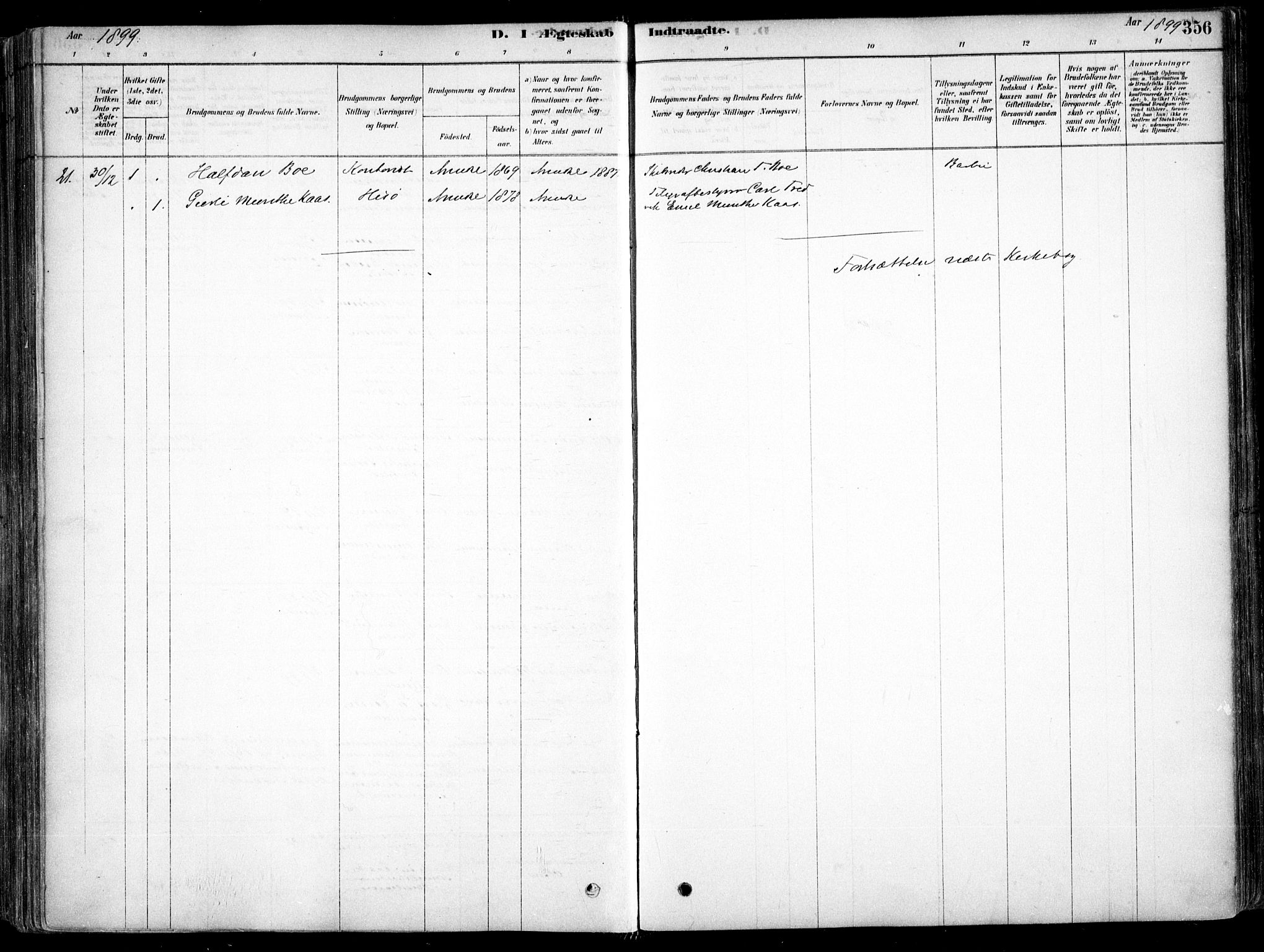 Arendal sokneprestkontor, Trefoldighet, AV/SAK-1111-0040/F/Fa/L0008: Ministerialbok nr. A 8, 1878-1899, s. 356