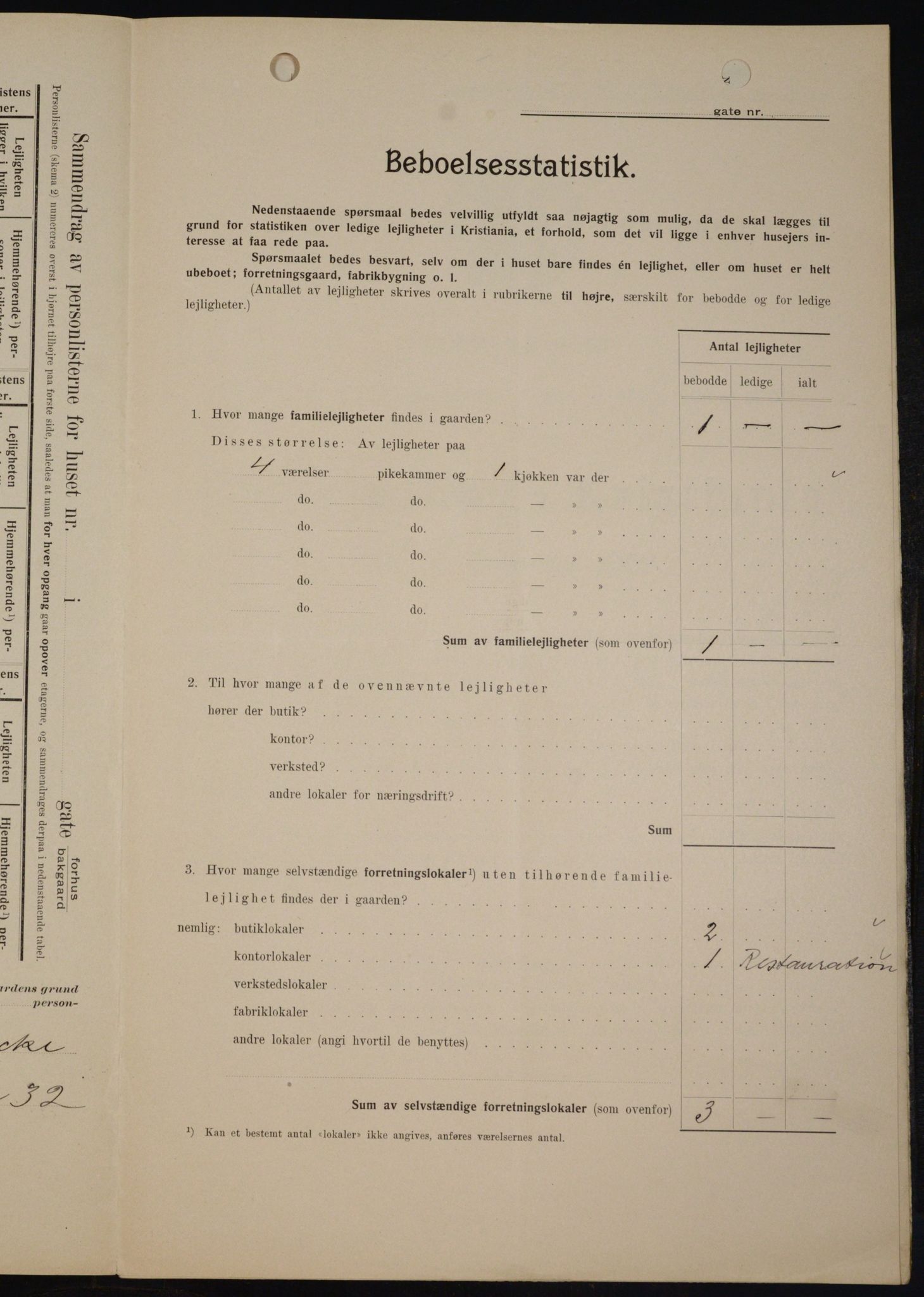 OBA, Kommunal folketelling 1.2.1909 for Kristiania kjøpstad, 1909, s. 42854