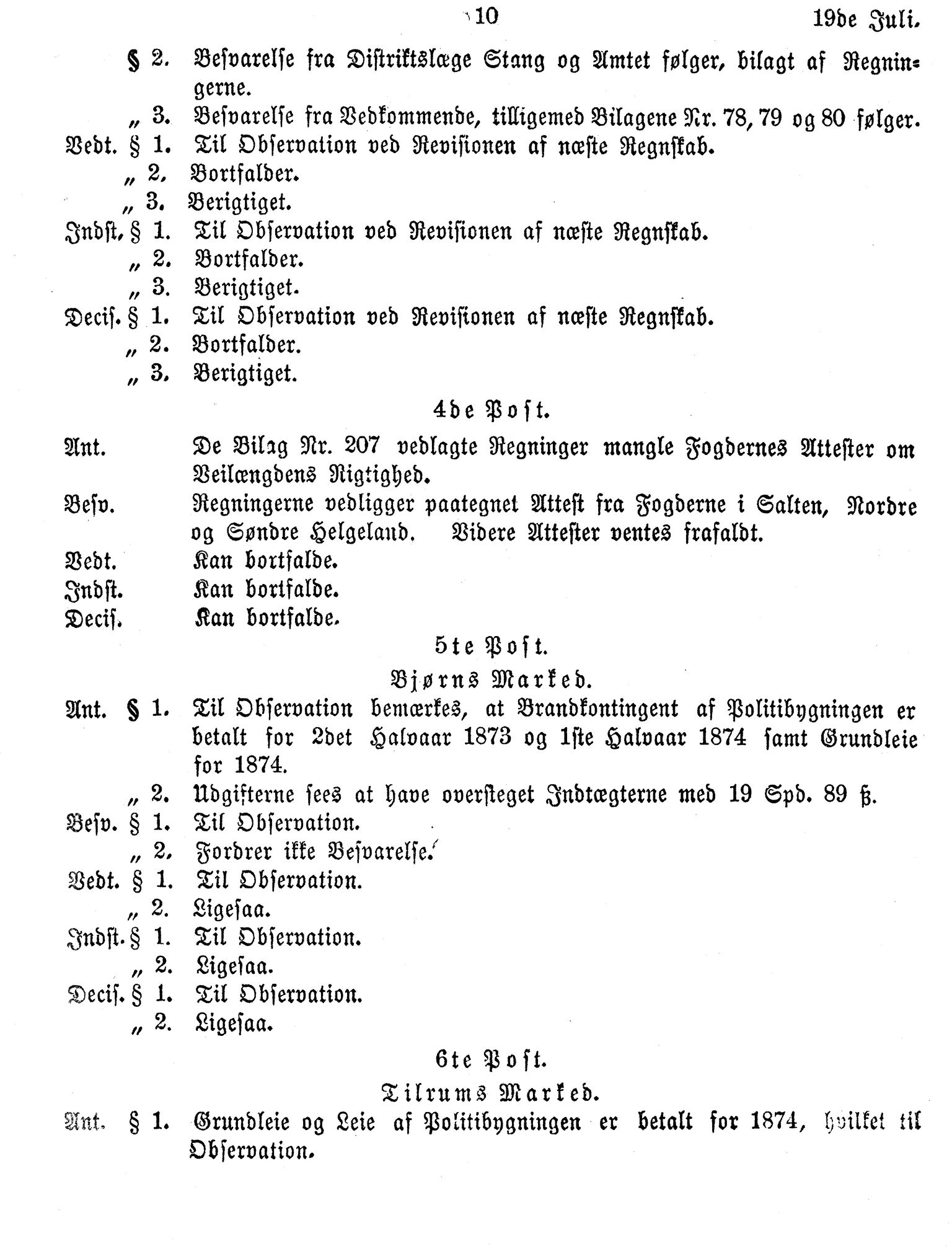 Nordland Fylkeskommune. Fylkestinget, AIN/NFK-17/176/A/Ac/L0010: Fylkestingsforhandlinger 1874-1880, 1874-1880