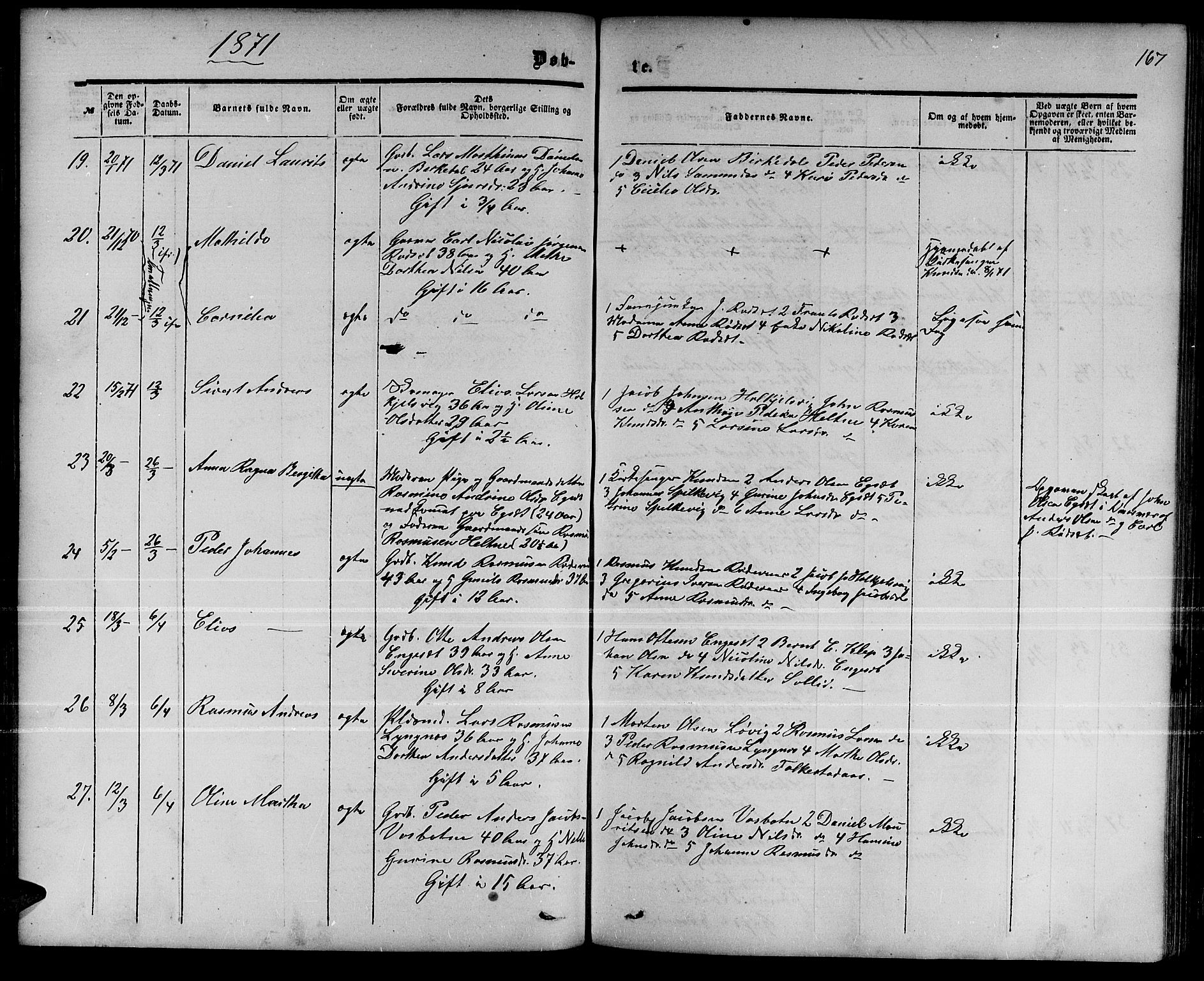 Ministerialprotokoller, klokkerbøker og fødselsregistre - Møre og Romsdal, AV/SAT-A-1454/511/L0157: Klokkerbok nr. 511C03, 1864-1884, s. 167