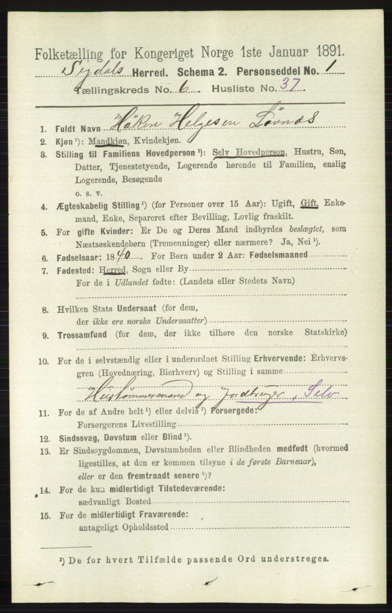RA, Folketelling 1891 for 0621 Sigdal herred, 1891, s. 2623