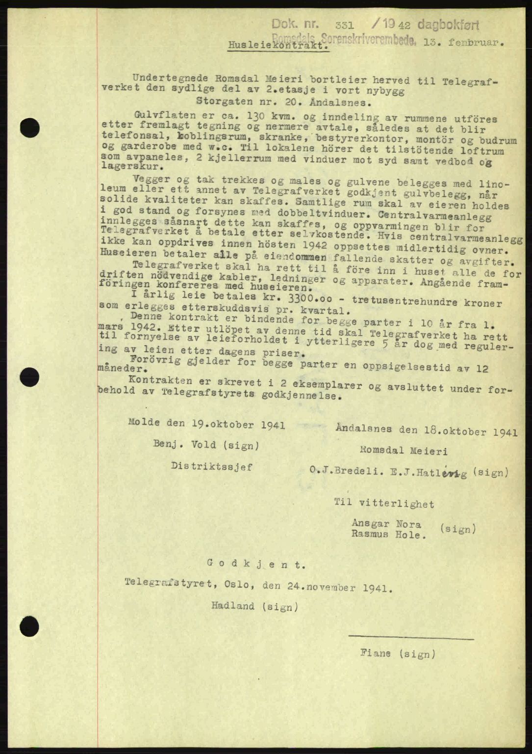 Romsdal sorenskriveri, SAT/A-4149/1/2/2C: Pantebok nr. B2, 1939-1945, Dagboknr: 331/1942