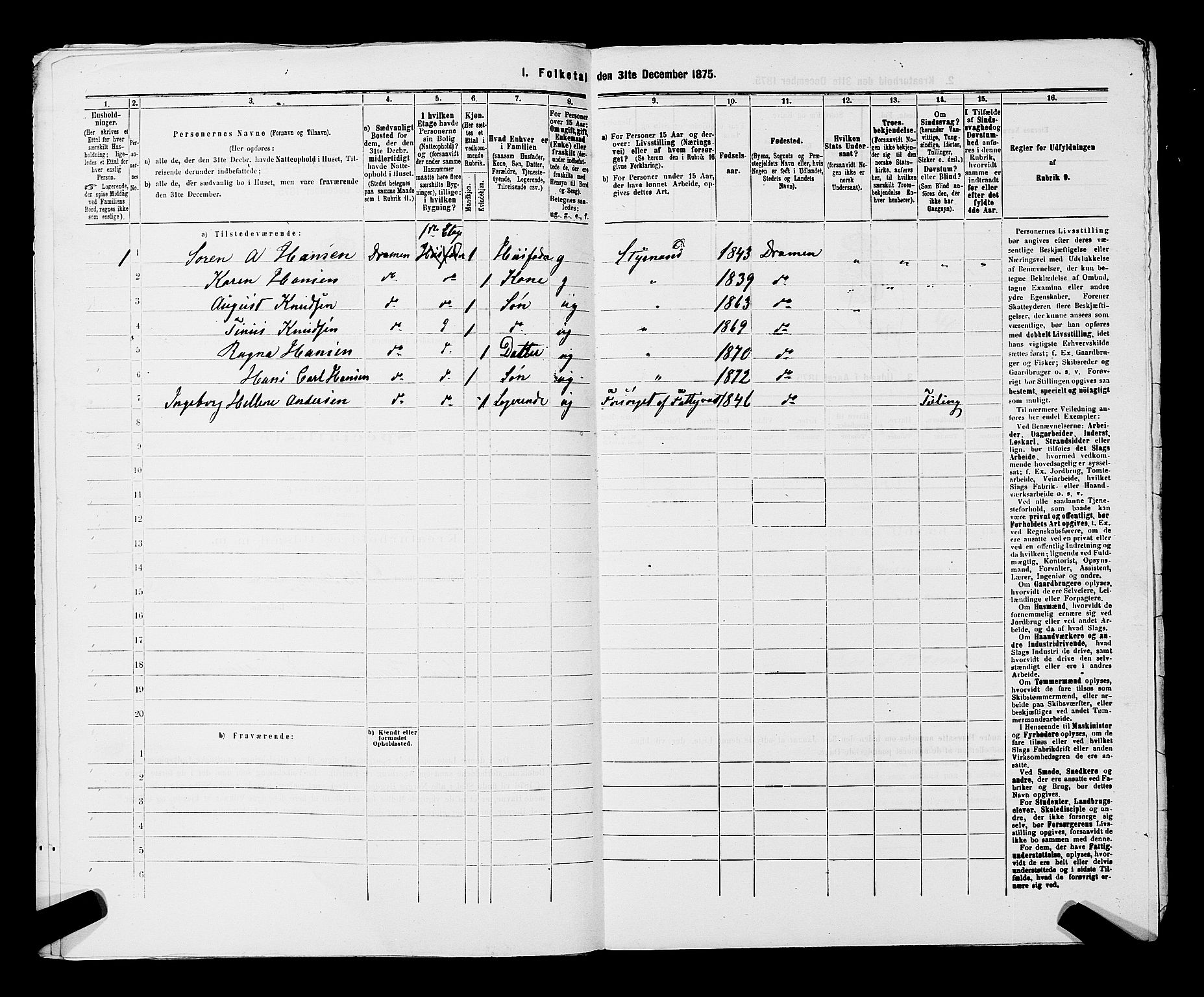SAKO, Folketelling 1875 for 0602 Drammen kjøpstad, 1875, s. 3459