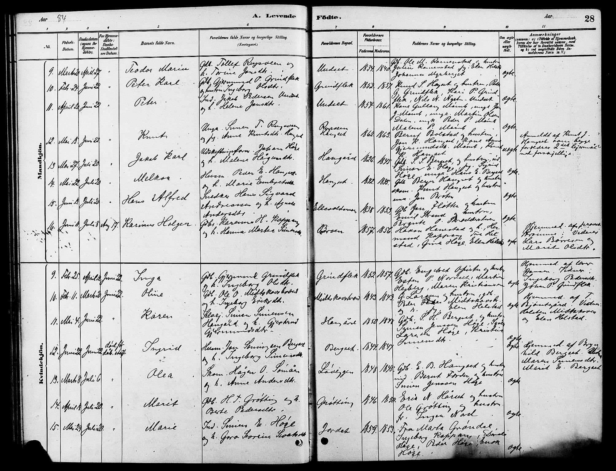 Rendalen prestekontor, AV/SAH-PREST-054/H/Ha/Hab/L0003: Klokkerbok nr. 3, 1879-1904, s. 28
