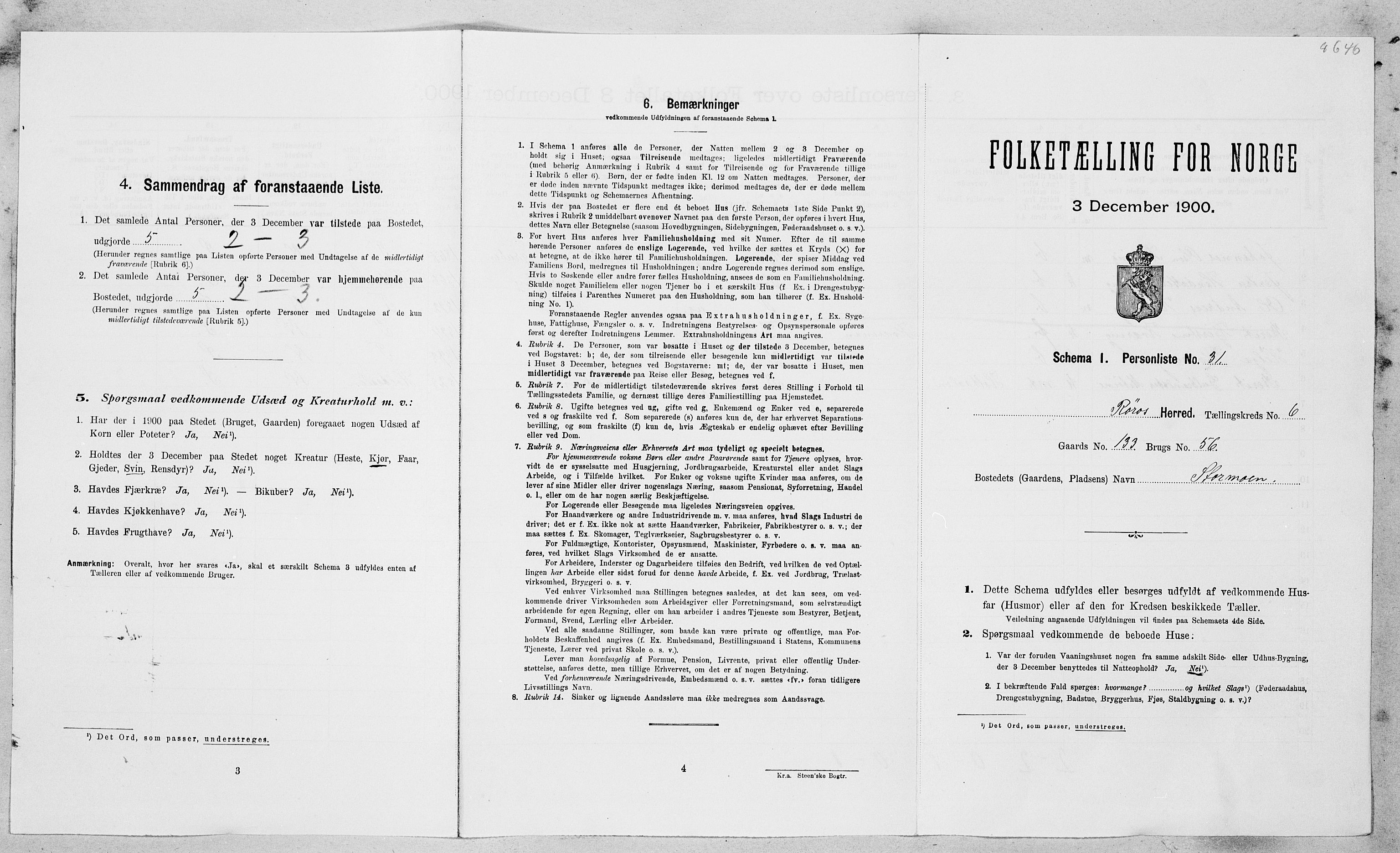 SAT, Folketelling 1900 for 1640 Røros herred, 1900, s. 826