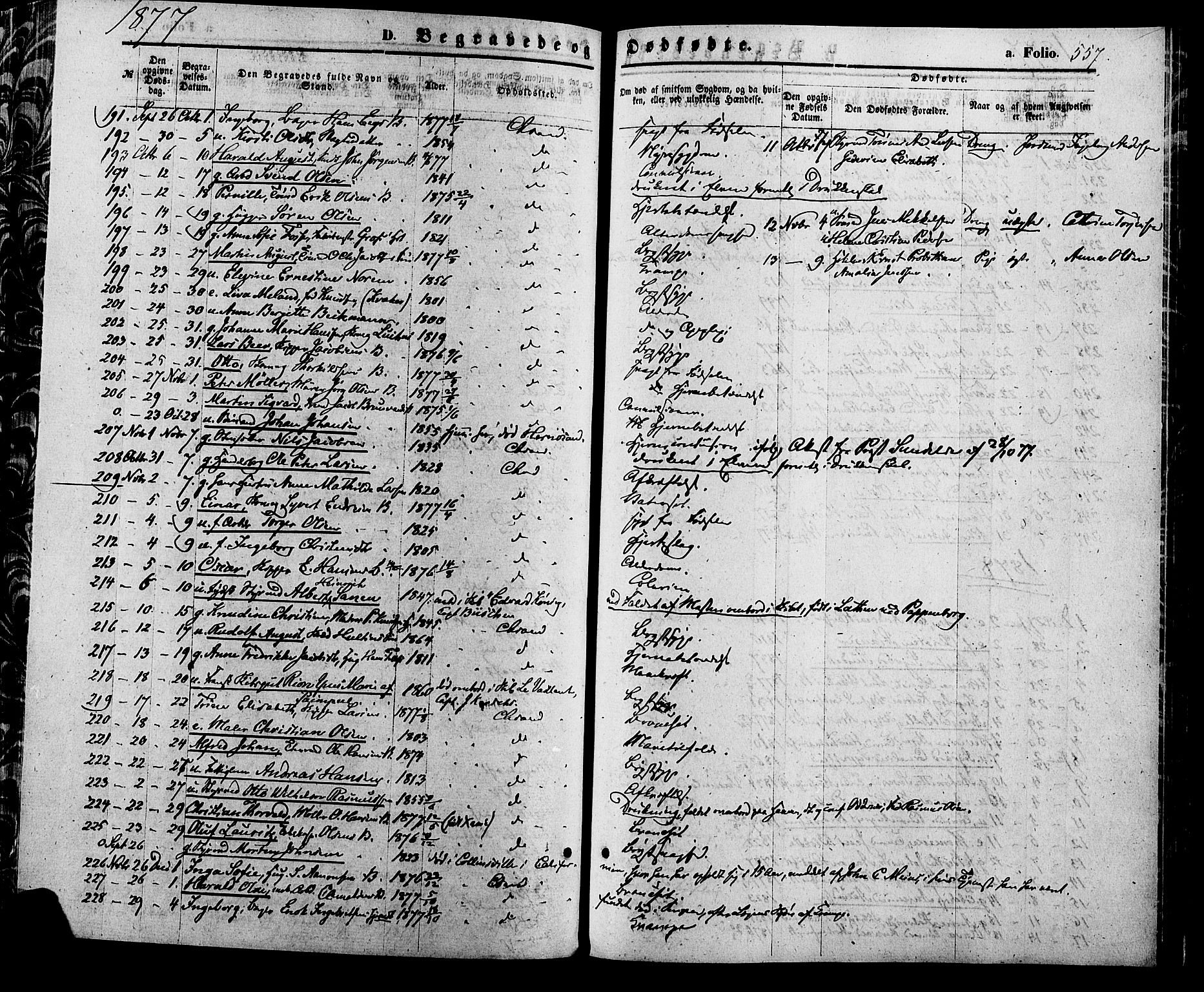 Kristiansand domprosti, AV/SAK-1112-0006/F/Fa/L0015: Ministerialbok nr. A 15, 1867-1880, s. 557