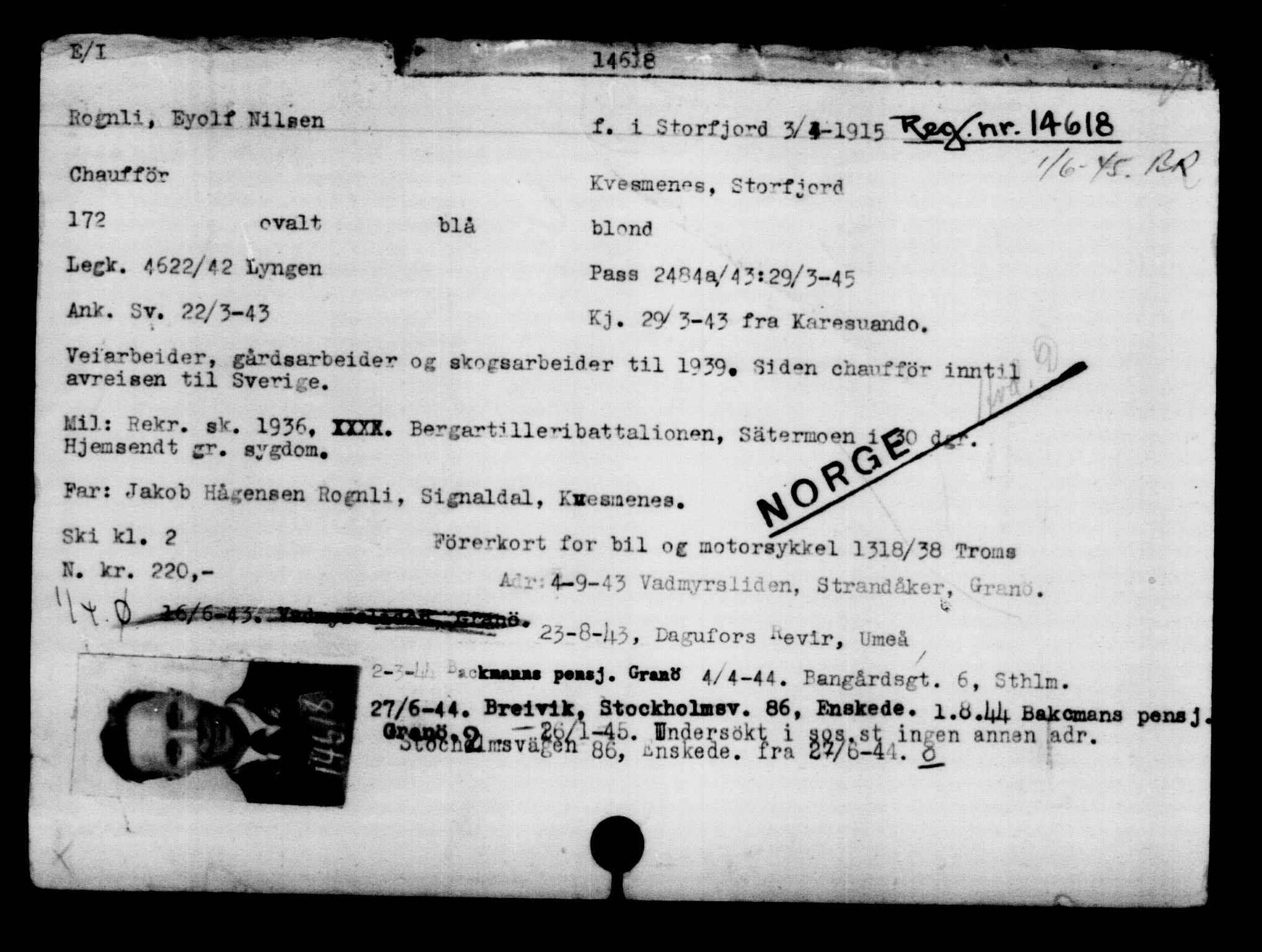 Den Kgl. Norske Legasjons Flyktningskontor, AV/RA-S-6753/V/Va/L0007: Kjesäterkartoteket.  Flyktningenr. 12700-15723, 1940-1945, s. 2214
