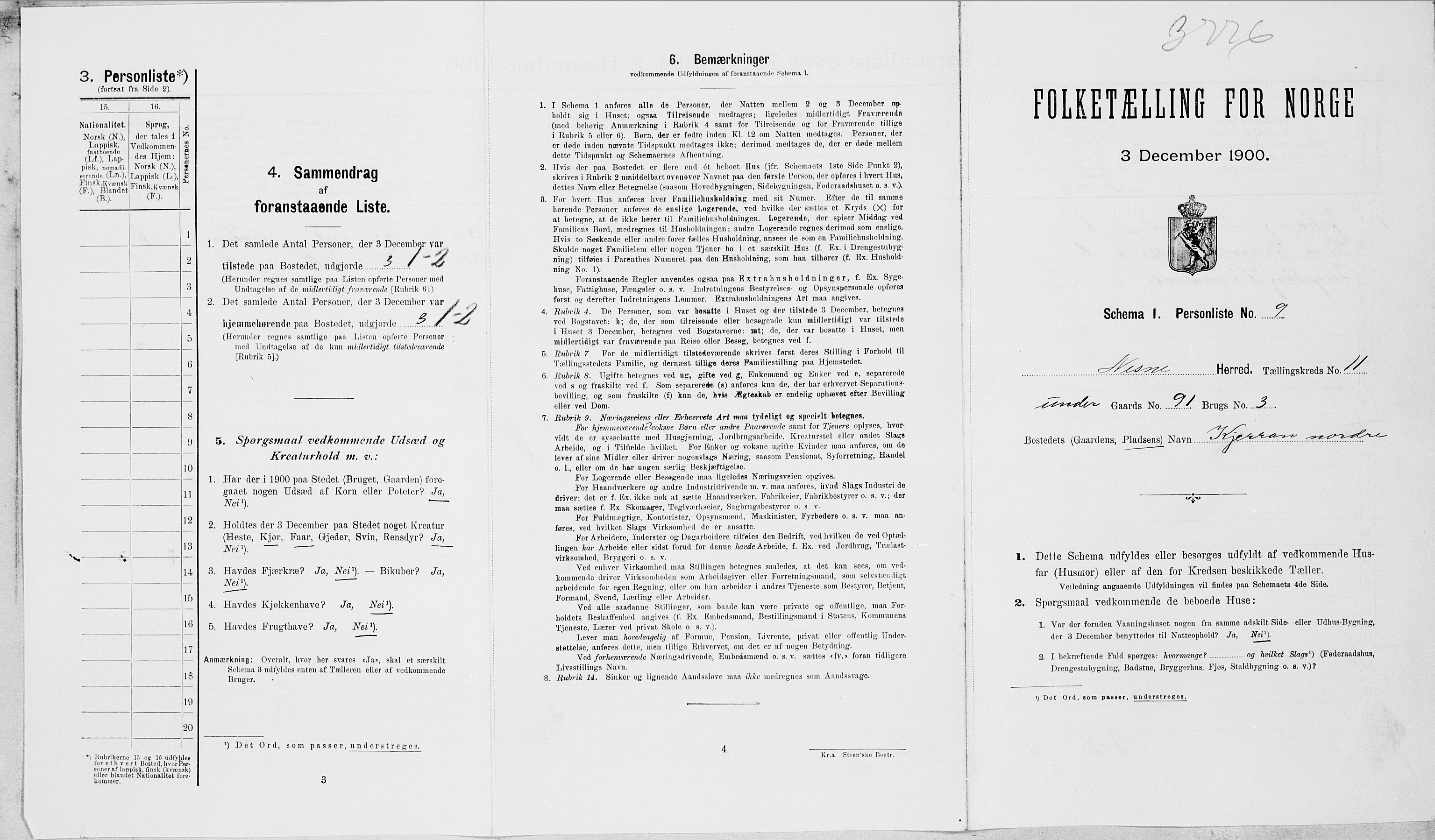 SAT, Folketelling 1900 for 1828 Nesna herred, 1900, s. 1061