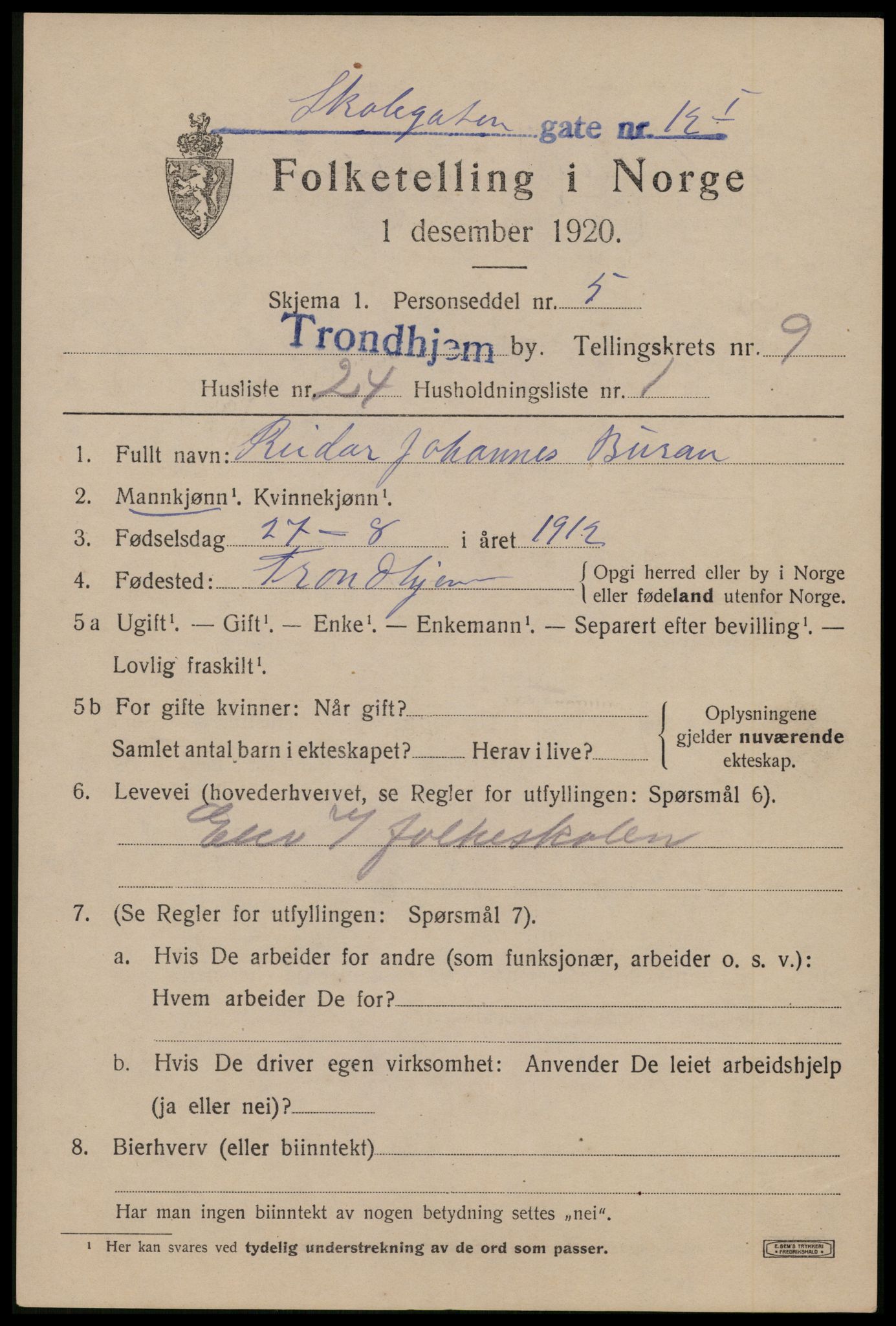 SAT, Folketelling 1920 for 1601 Trondheim kjøpstad, 1920, s. 44526