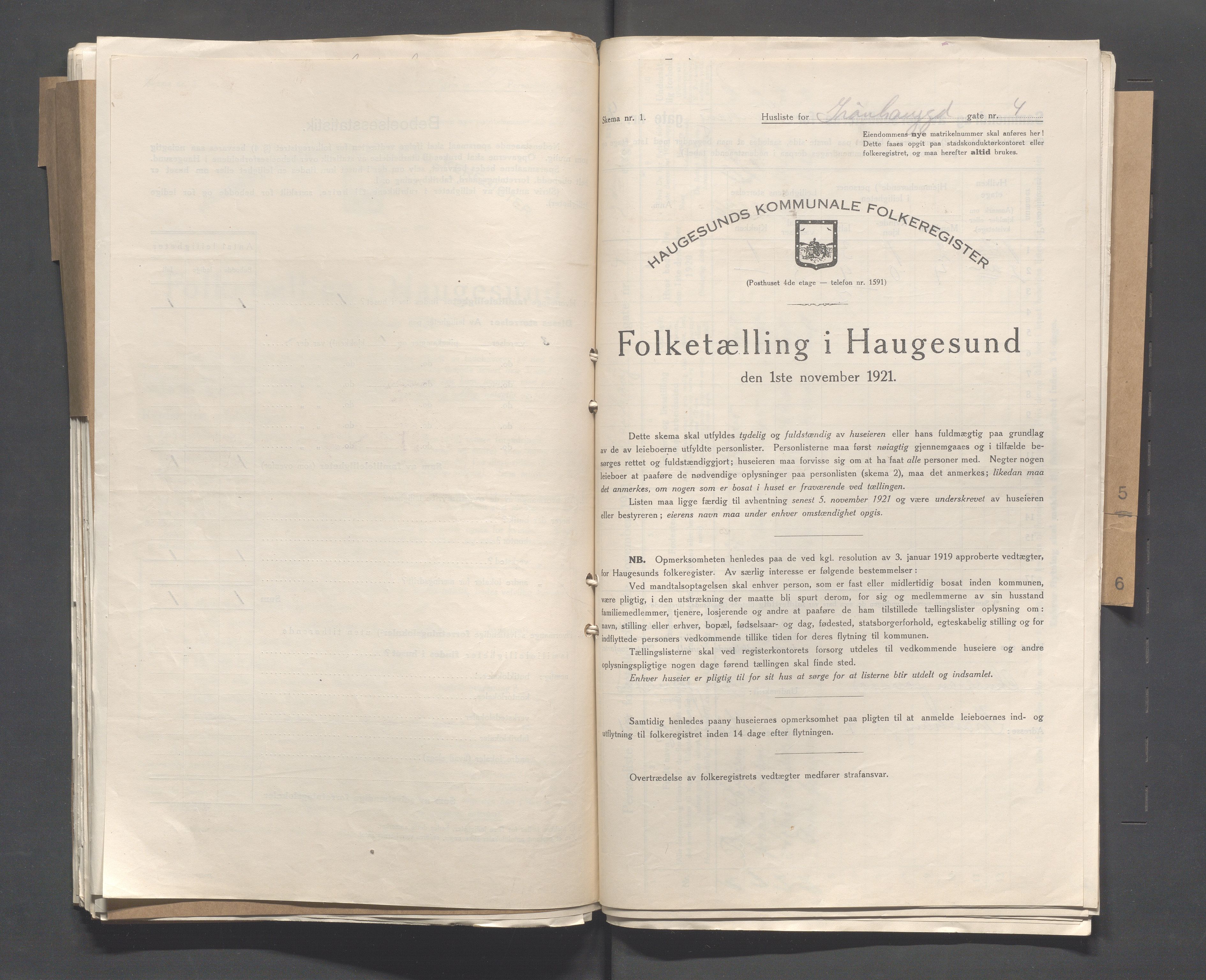 IKAR, Kommunal folketelling 1.11.1921 for Haugesund, 1921, s. 1205