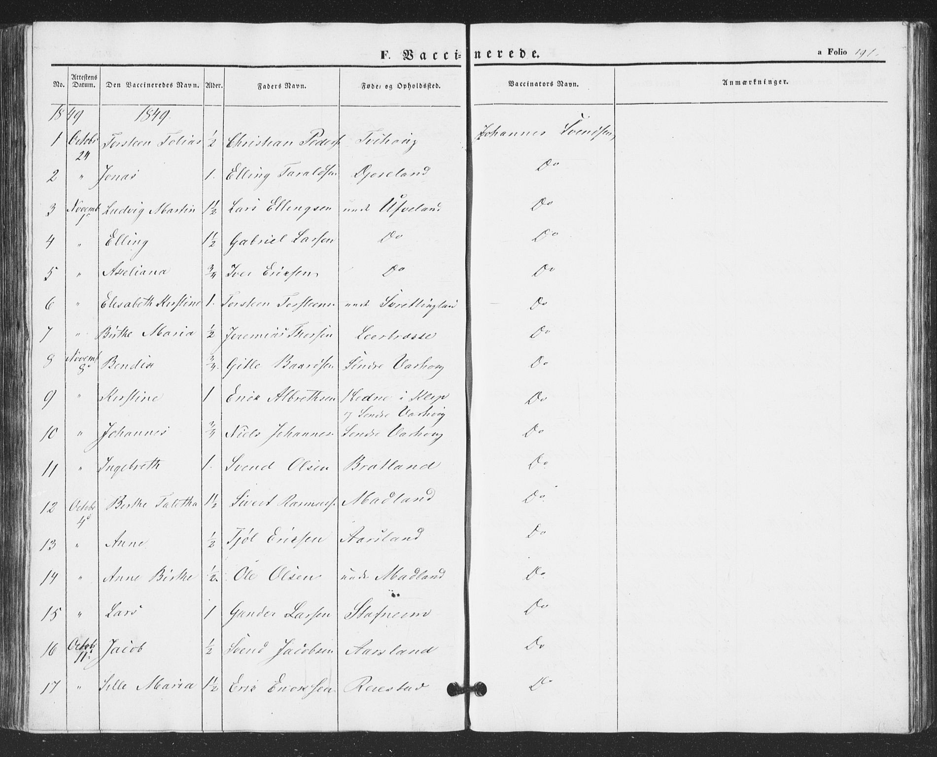 Hå sokneprestkontor, AV/SAST-A-101801/001/30BA/L0007: Ministerialbok nr. A 6, 1842-1855, s. 191