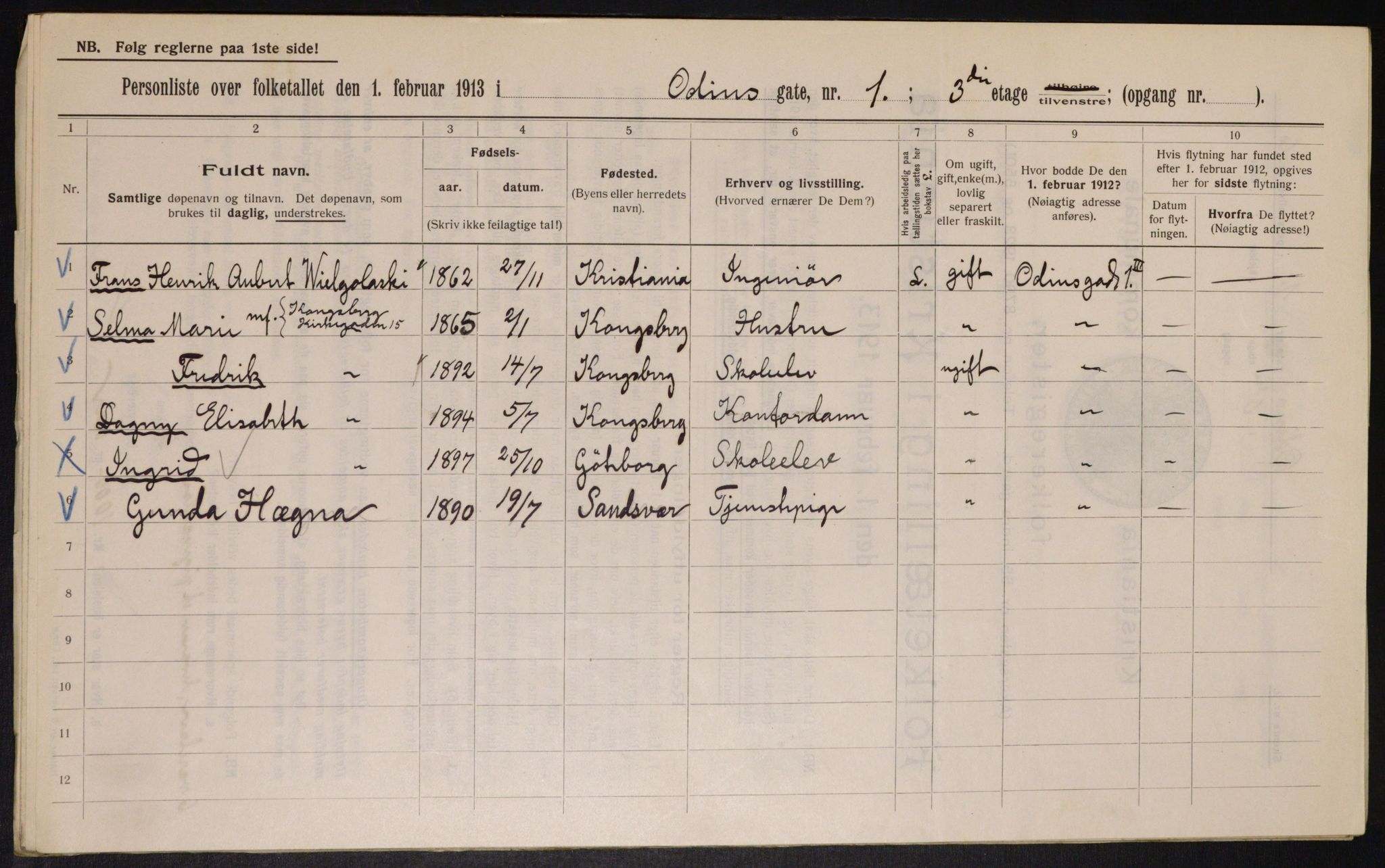 OBA, Kommunal folketelling 1.2.1913 for Kristiania, 1913, s. 74595