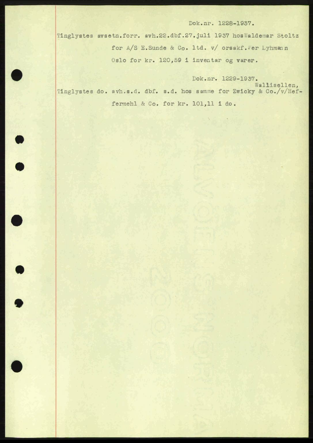 Moss sorenskriveri, SAO/A-10168: Pantebok nr. B3, 1937-1937, Dagboknr: 1228/1937