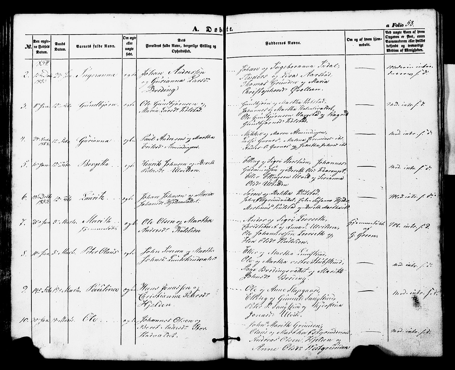 Ministerialprotokoller, klokkerbøker og fødselsregistre - Nord-Trøndelag, AV/SAT-A-1458/724/L0268: Klokkerbok nr. 724C04, 1846-1878, s. 58