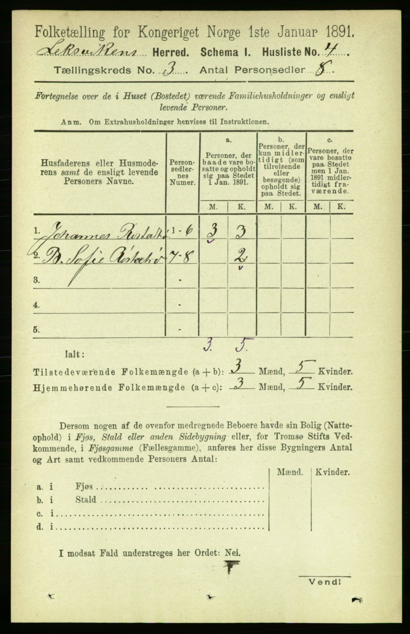 RA, Folketelling 1891 for 1718 Leksvik herred, 1891, s. 1095