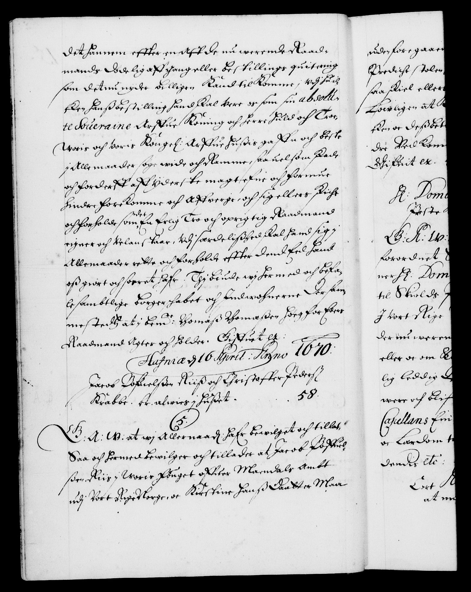 Danske Kanselli 1572-1799, AV/RA-EA-3023/F/Fc/Fca/Fcaa/L0011: Norske registre (mikrofilm), 1670-1673, s. 15b