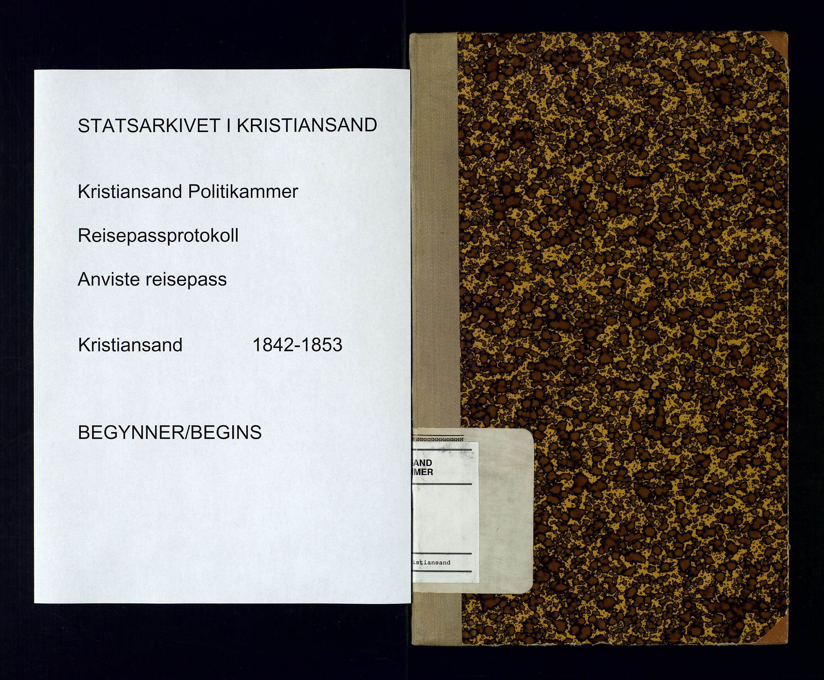 Kristiansand politikammer, SAK/1243-0004/K/Ka/L0224C: Reisepassprotokoll anviste reisepass, 1842-1853