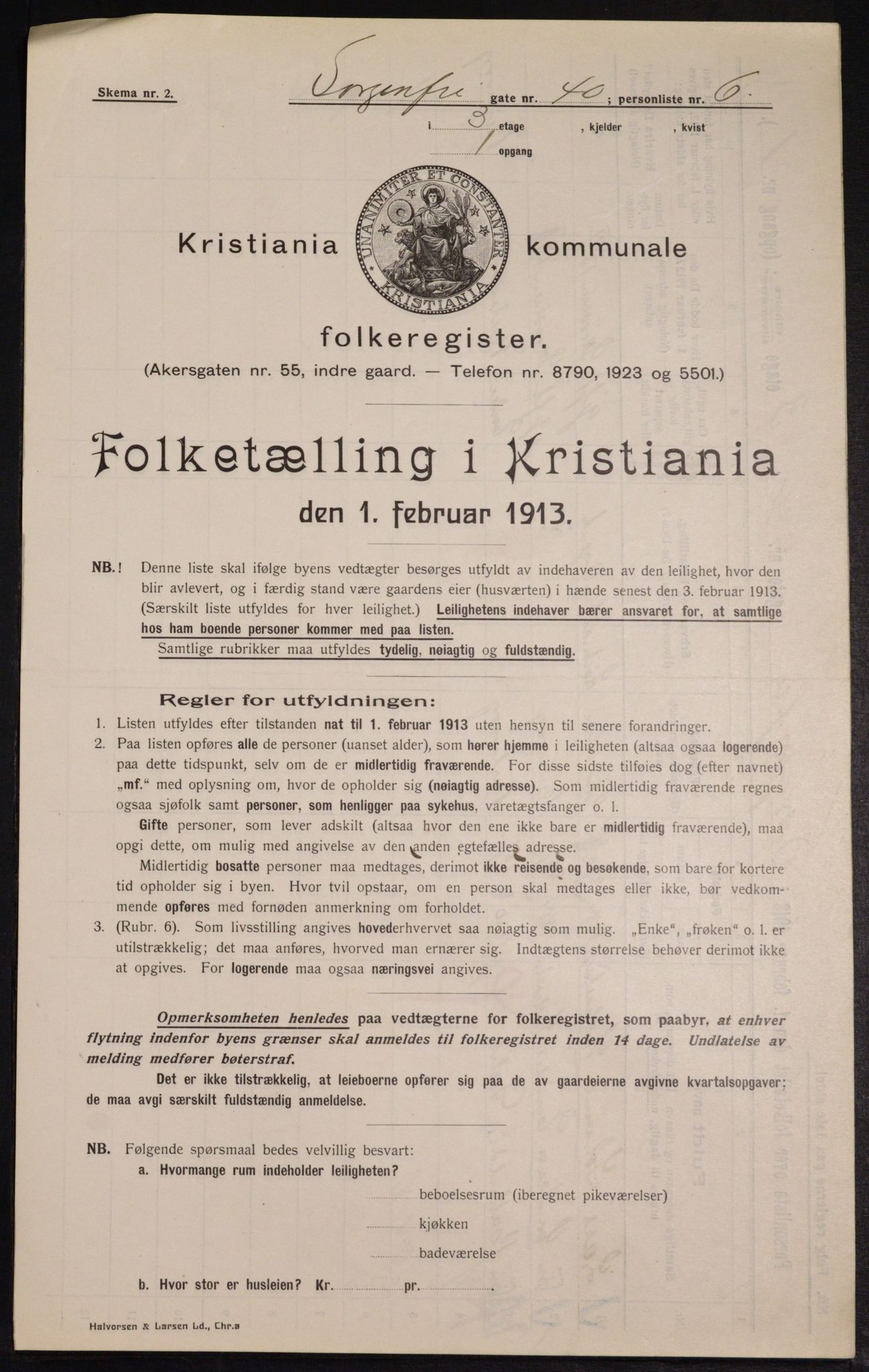 OBA, Kommunal folketelling 1.2.1913 for Kristiania, 1913, s. 100430