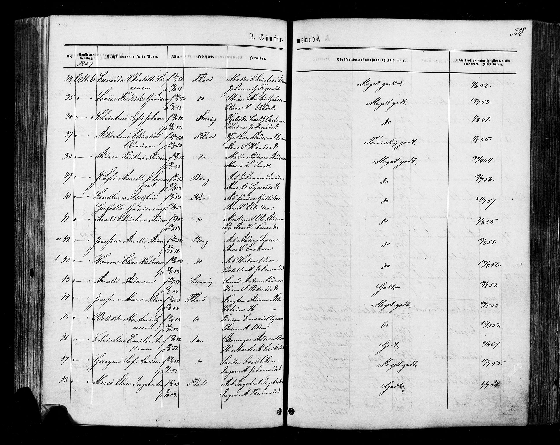 Halden prestekontor Kirkebøker, SAO/A-10909/F/Fa/L0009: Ministerialbok nr. I 9, 1866-1877, s. 308