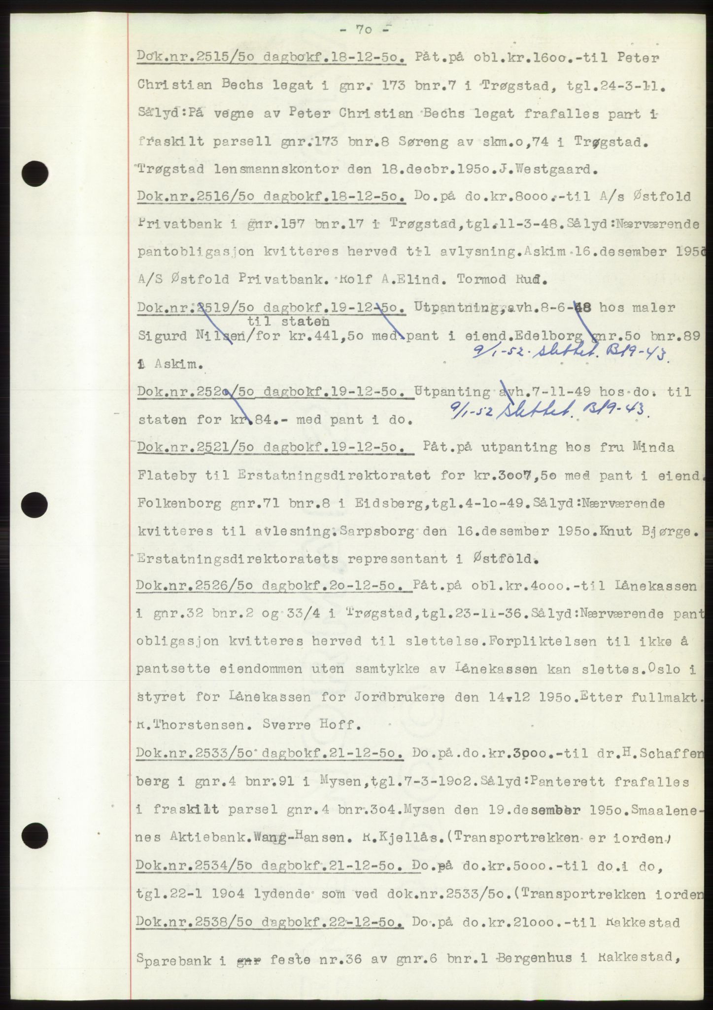 Rakkestad sorenskriveri, SAO/A-10686/G/Gb/Gba/Gbac/L0012: Pantebok nr. B1-4 og B16-20, 1949-1950, Dagboknr: 2515/1950