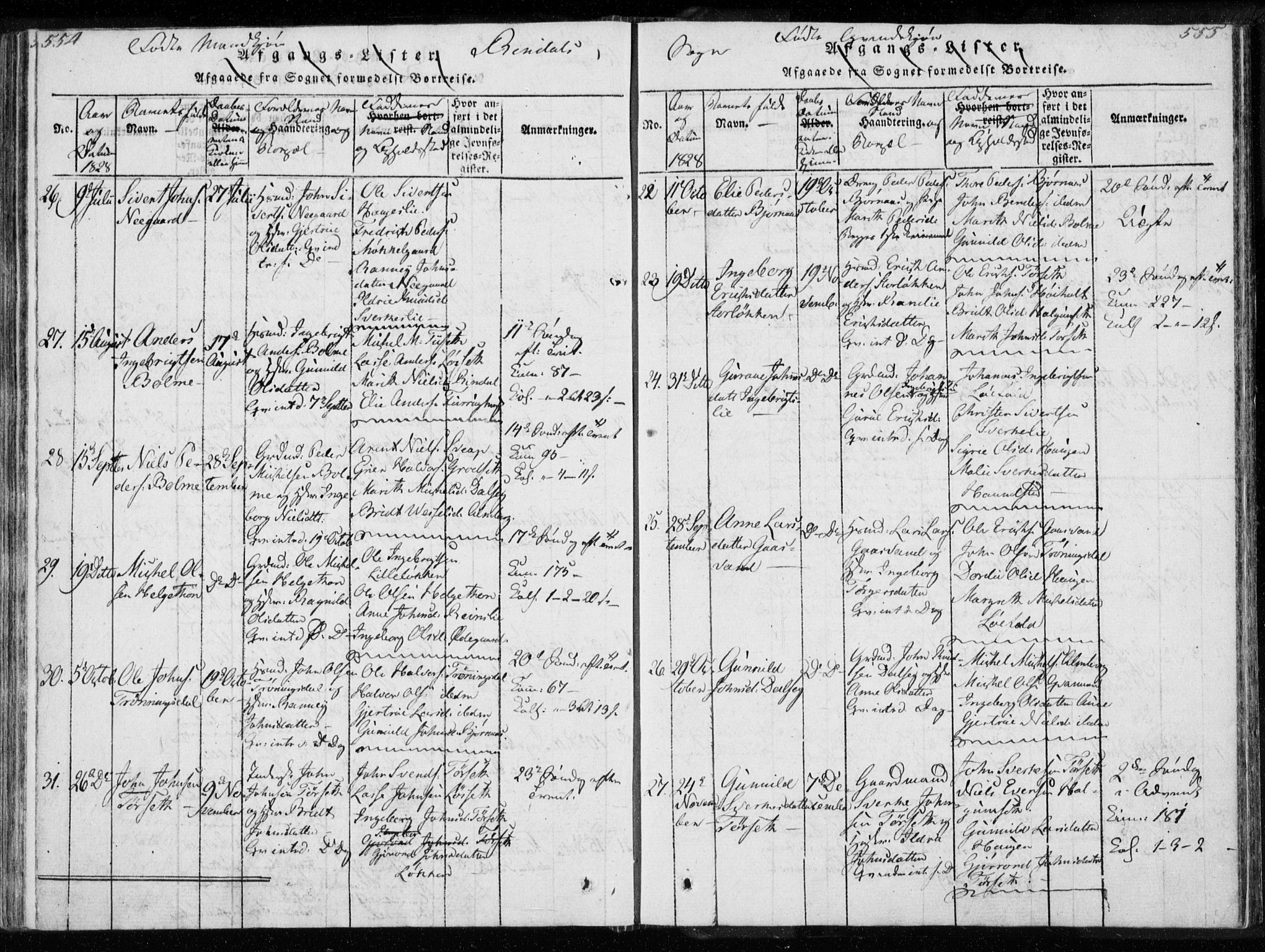 Ministerialprotokoller, klokkerbøker og fødselsregistre - Møre og Romsdal, SAT/A-1454/595/L1041: Ministerialbok nr. 595A03, 1819-1829, s. 554-555