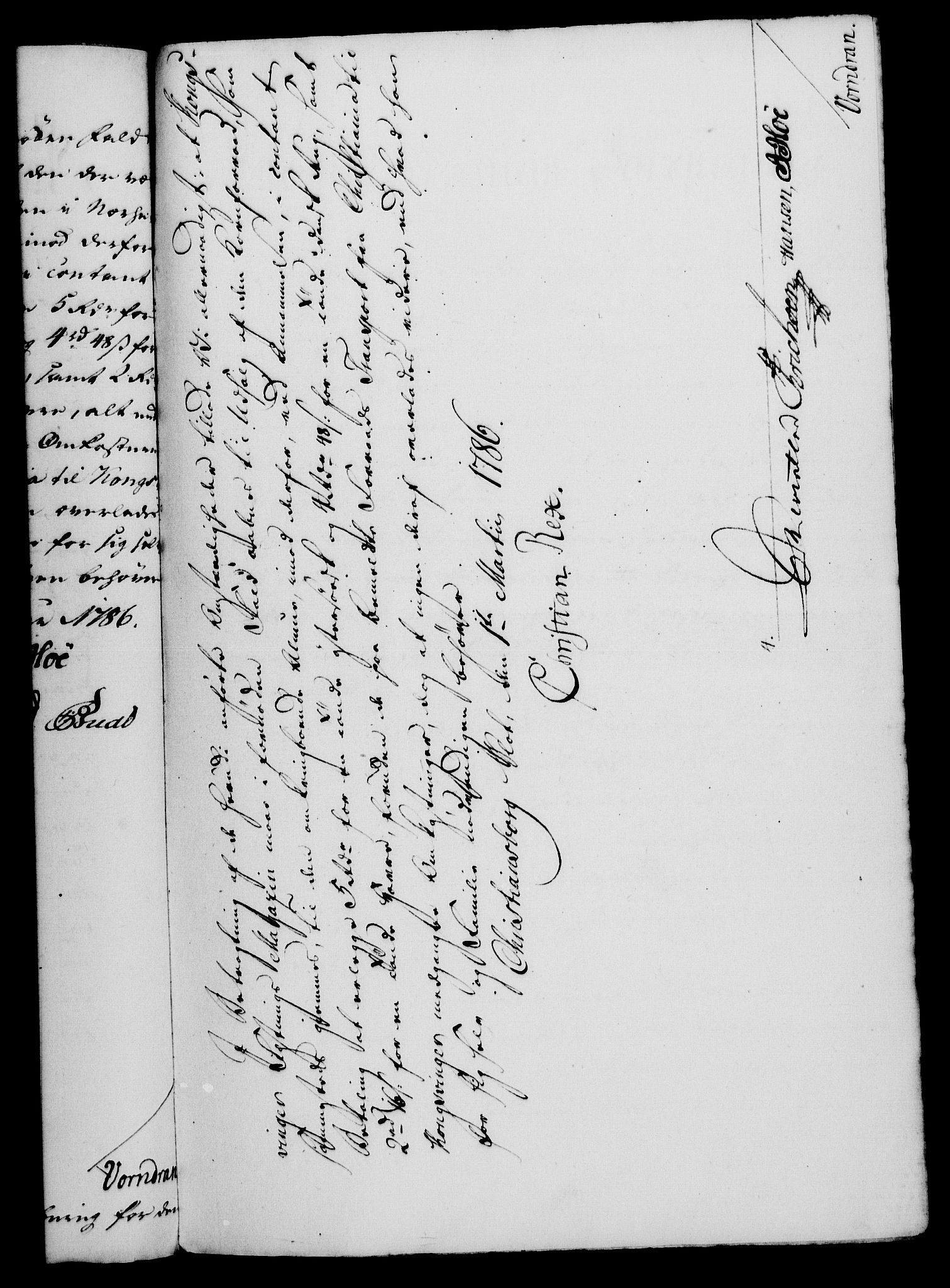 Rentekammeret, Kammerkanselliet, RA/EA-3111/G/Gf/Gfa/L0068: Norsk relasjons- og resolusjonsprotokoll (merket RK 52.68), 1786, s. 185