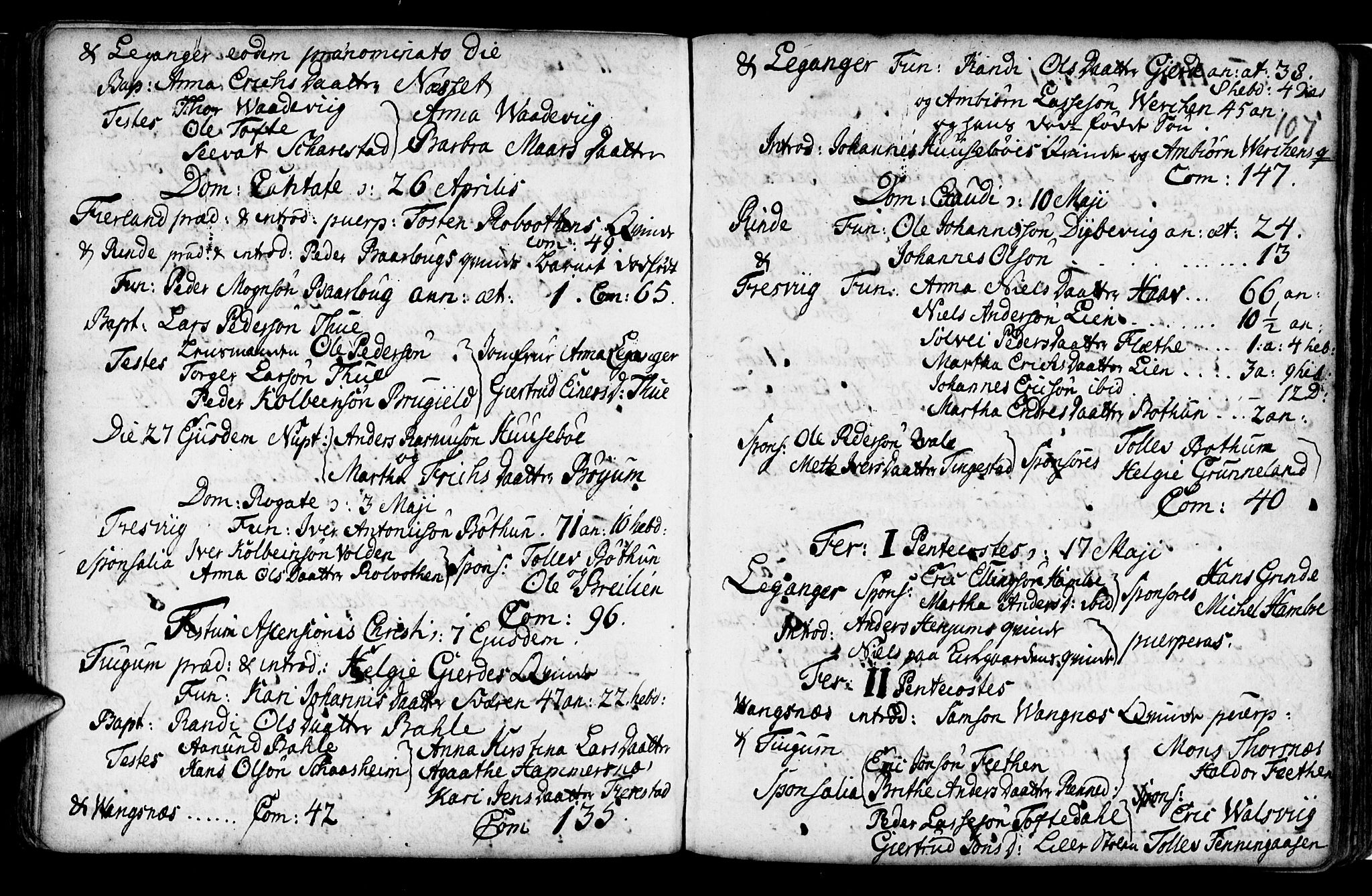 Leikanger sokneprestembete, SAB/A-81001: Ministerialbok nr. A 2, 1735-1756, s. 107
