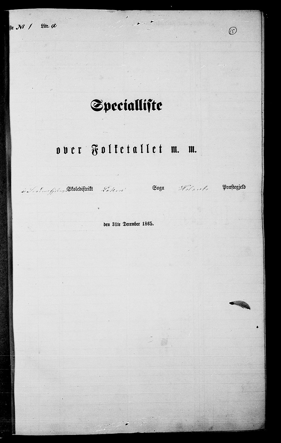 RA, Folketelling 1865 for 0221P Høland prestegjeld, 1865, s. 15
