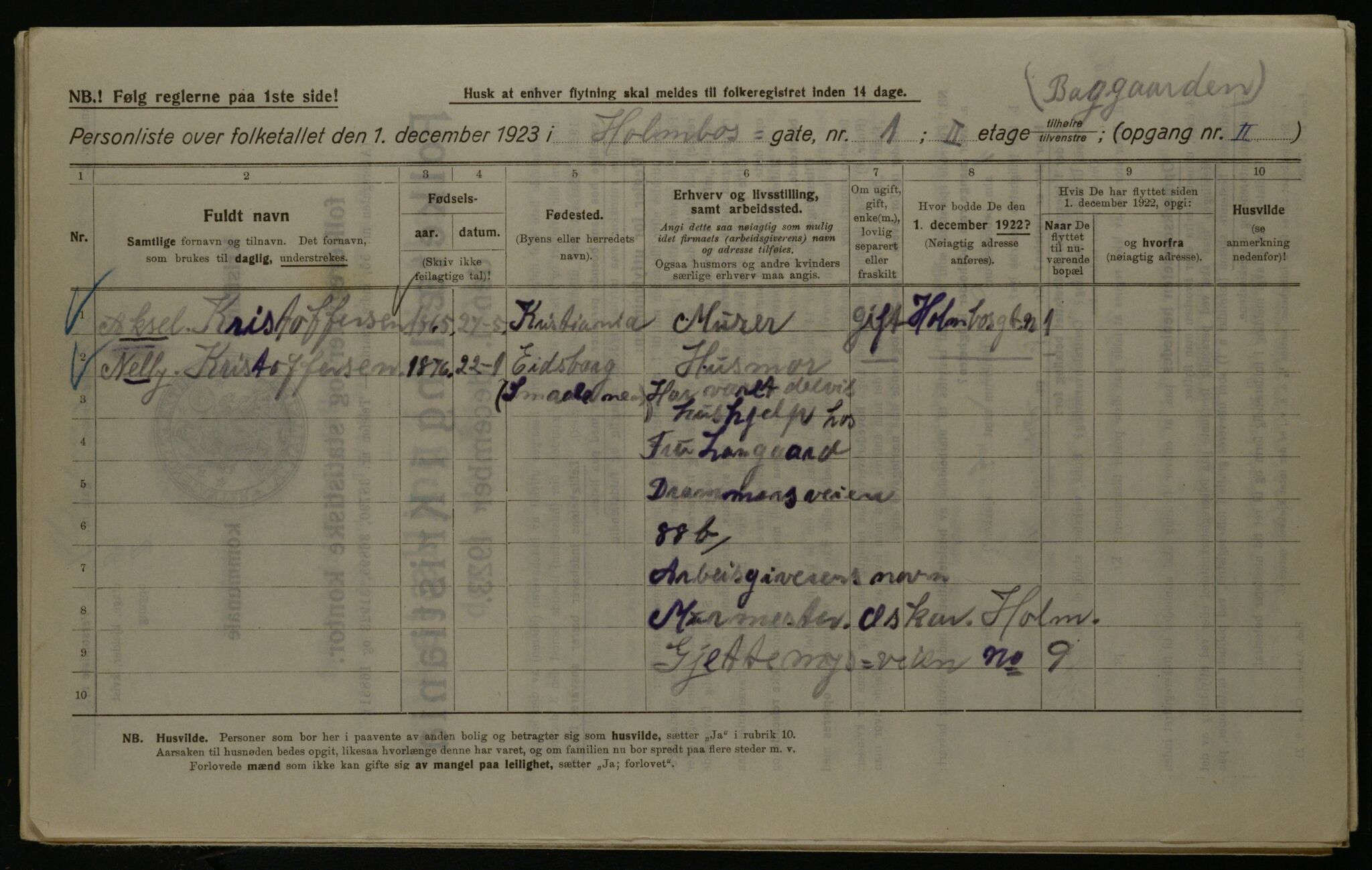 OBA, Kommunal folketelling 1.12.1923 for Kristiania, 1923, s. 45588