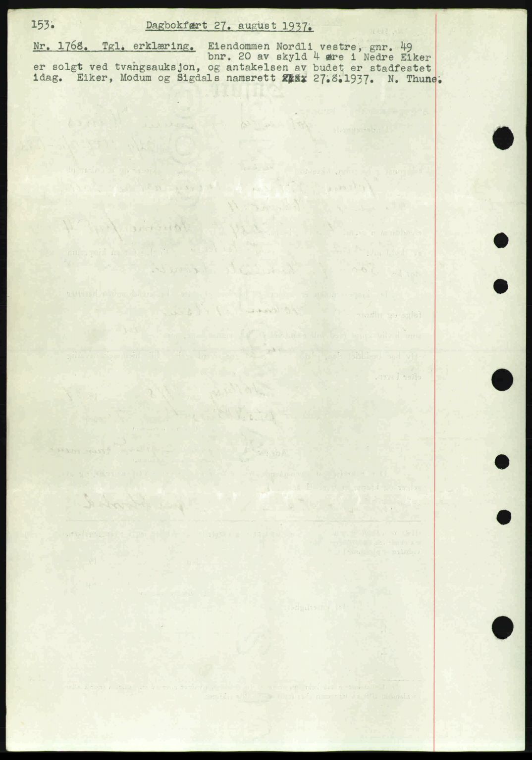 Eiker, Modum og Sigdal sorenskriveri, SAKO/A-123/G/Ga/Gab/L0036: Pantebok nr. A6, 1937-1937, Dagboknr: 1768/1937