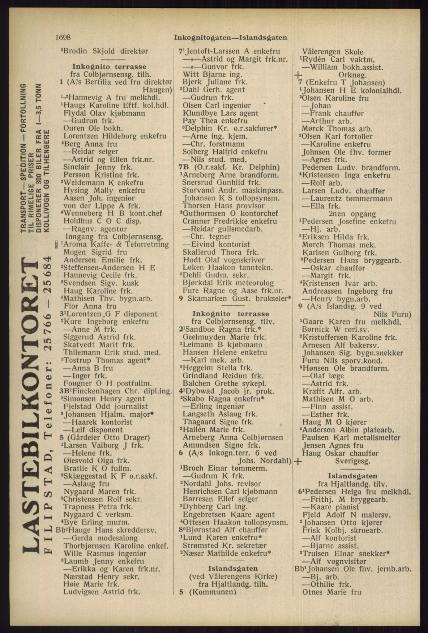 Kristiania/Oslo adressebok, PUBL/-, 1934, s. 1698