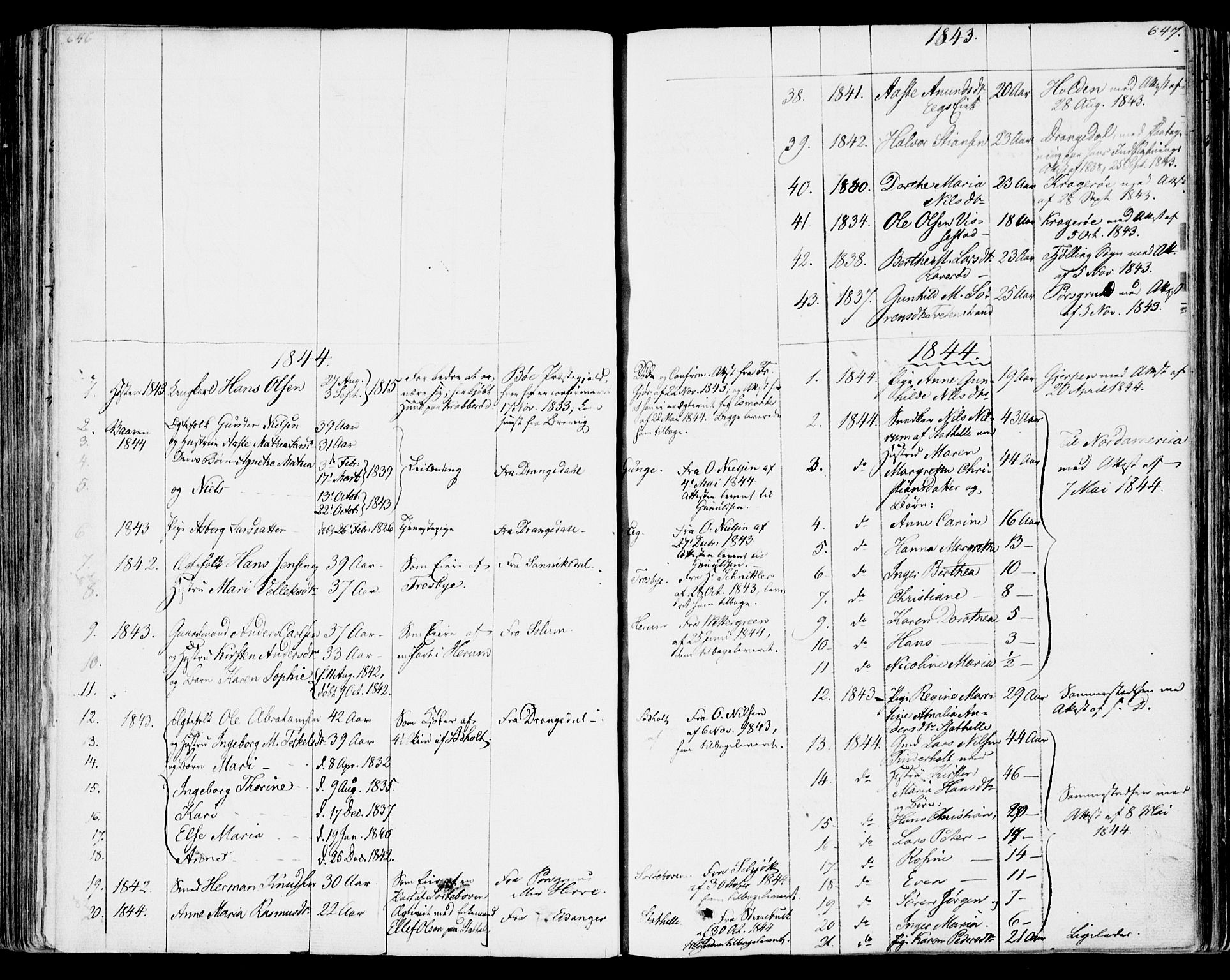 Bamble kirkebøker, AV/SAKO-A-253/F/Fa/L0004: Ministerialbok nr. I 4, 1834-1853, s. 646-647