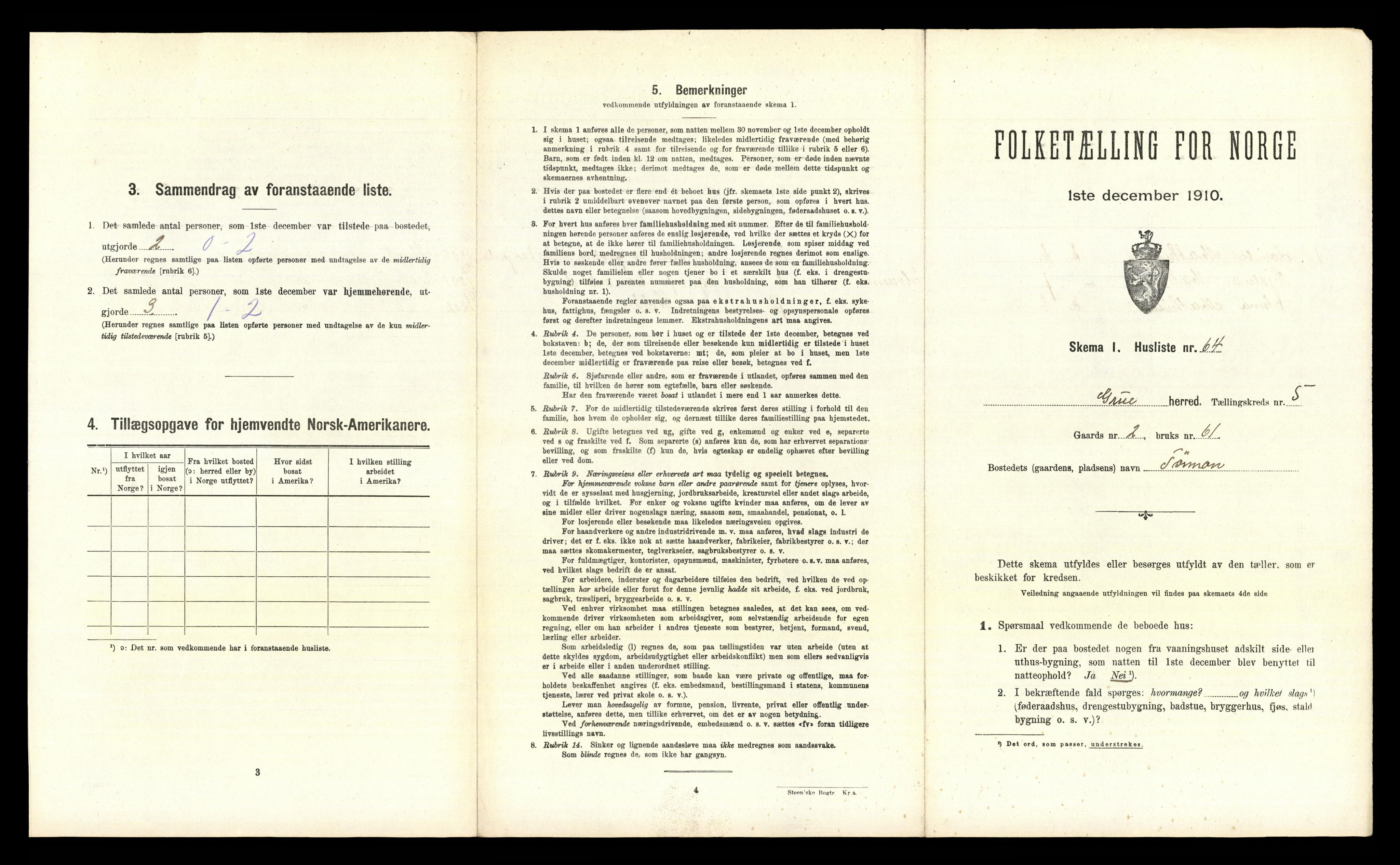 RA, Folketelling 1910 for 0423 Grue herred, 1910, s. 1063