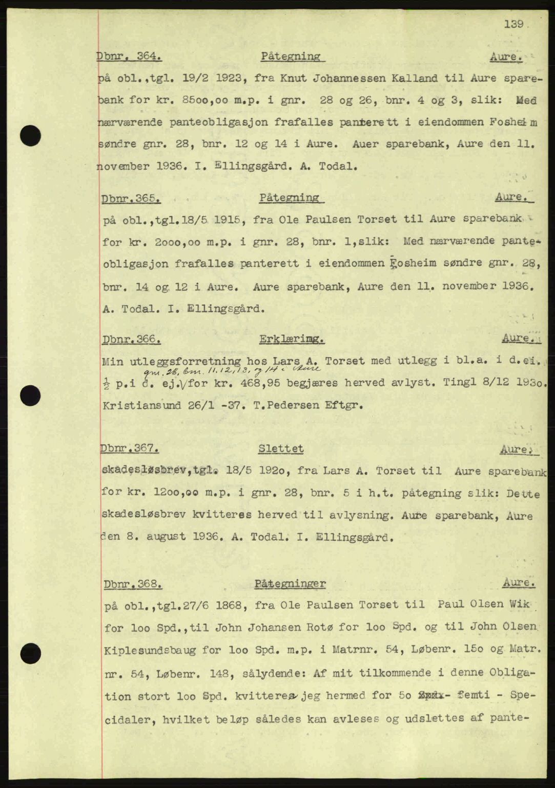 Nordmøre sorenskriveri, SAT/A-4132/1/2/2Ca: Pantebok nr. C80, 1936-1939, Dagboknr: 364/1937