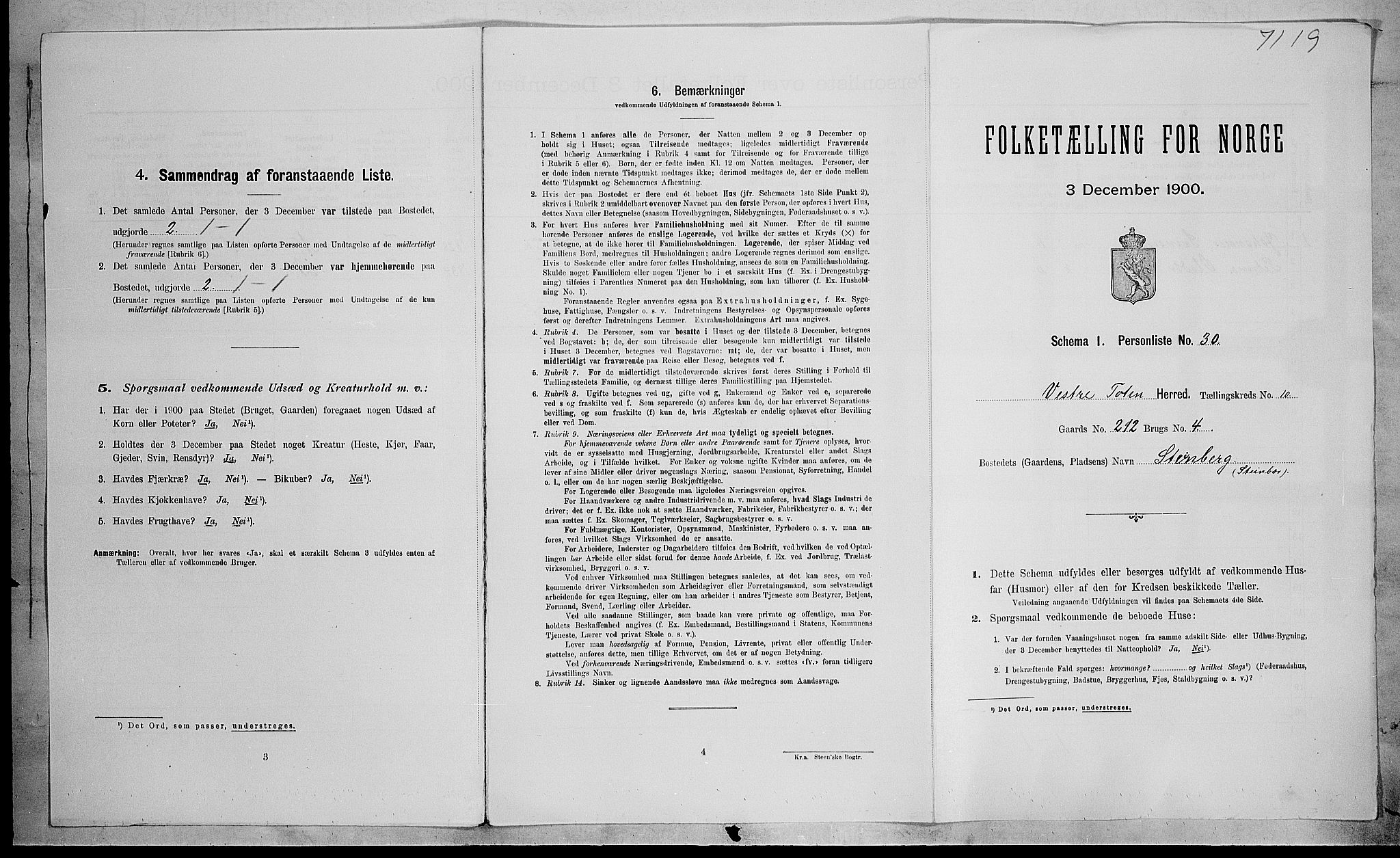 SAH, Folketelling 1900 for 0529 Vestre Toten herred, 1900, s. 1799