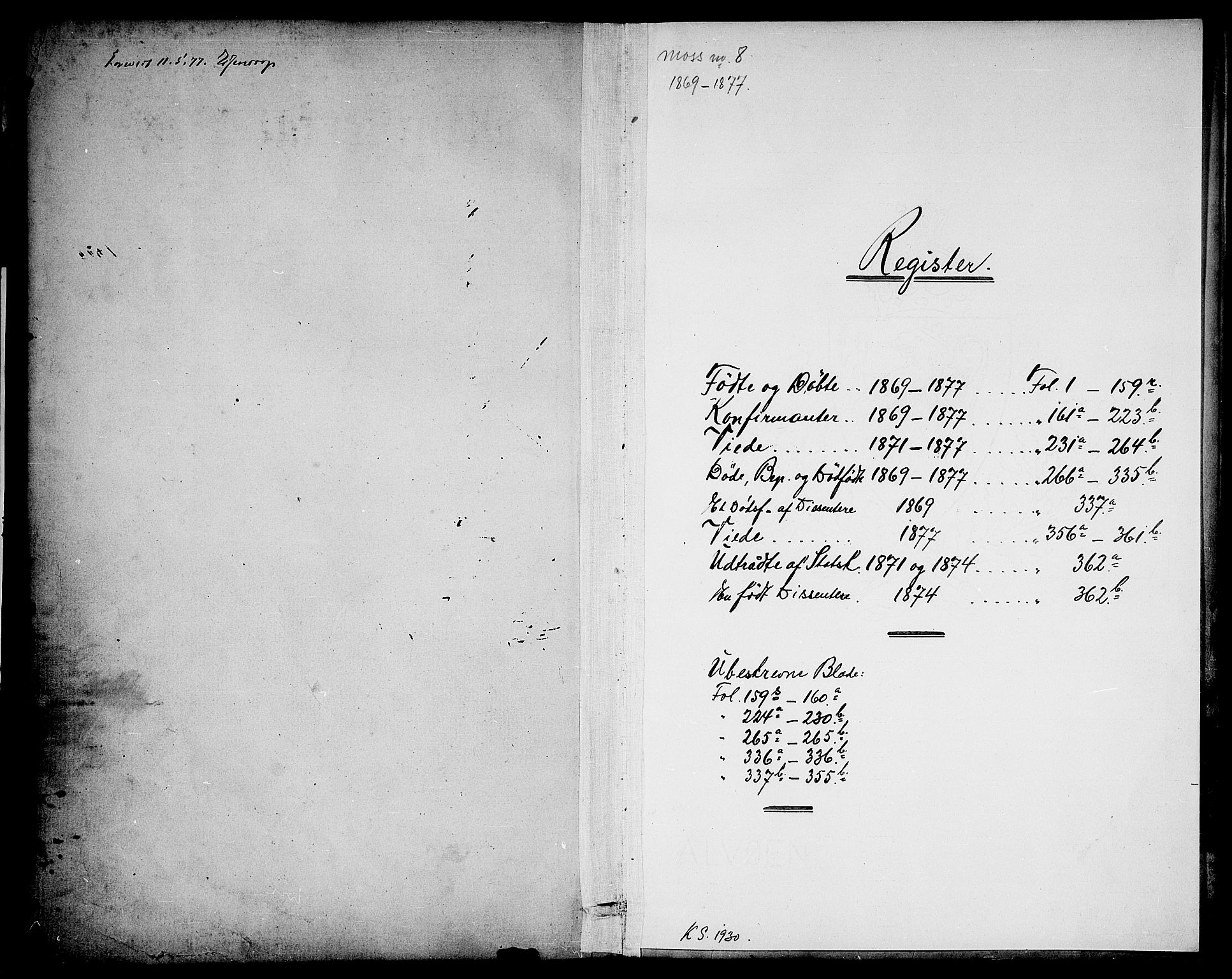 Moss prestekontor Kirkebøker, SAO/A-2003/G/Ga/L0004: Klokkerbok nr.  I 4, 1869-1877