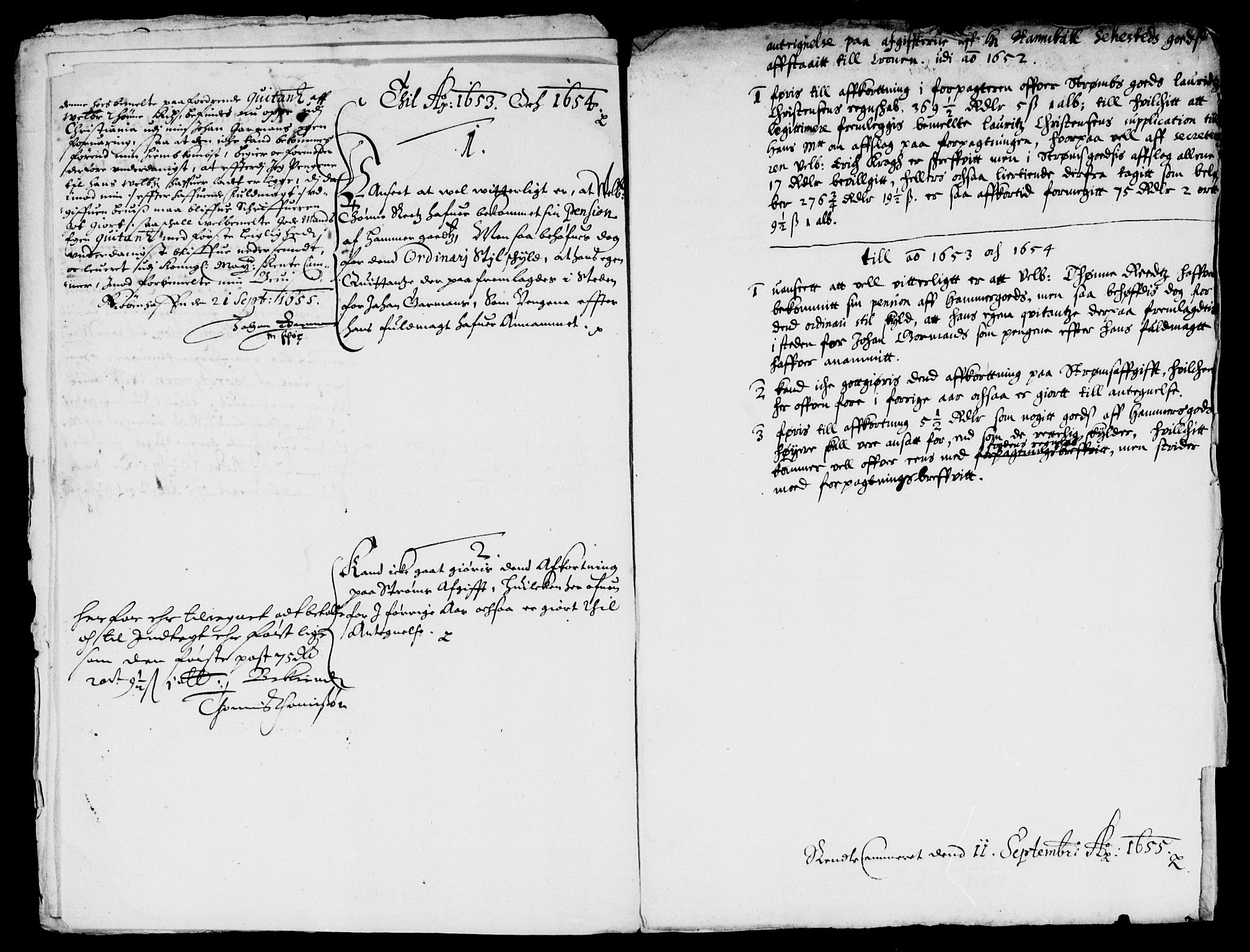 Rentekammeret inntil 1814, Reviderte regnskaper, Lensregnskaper, AV/RA-EA-5023/R/Rb/Rba/L0221: Akershus len, 1652-1655